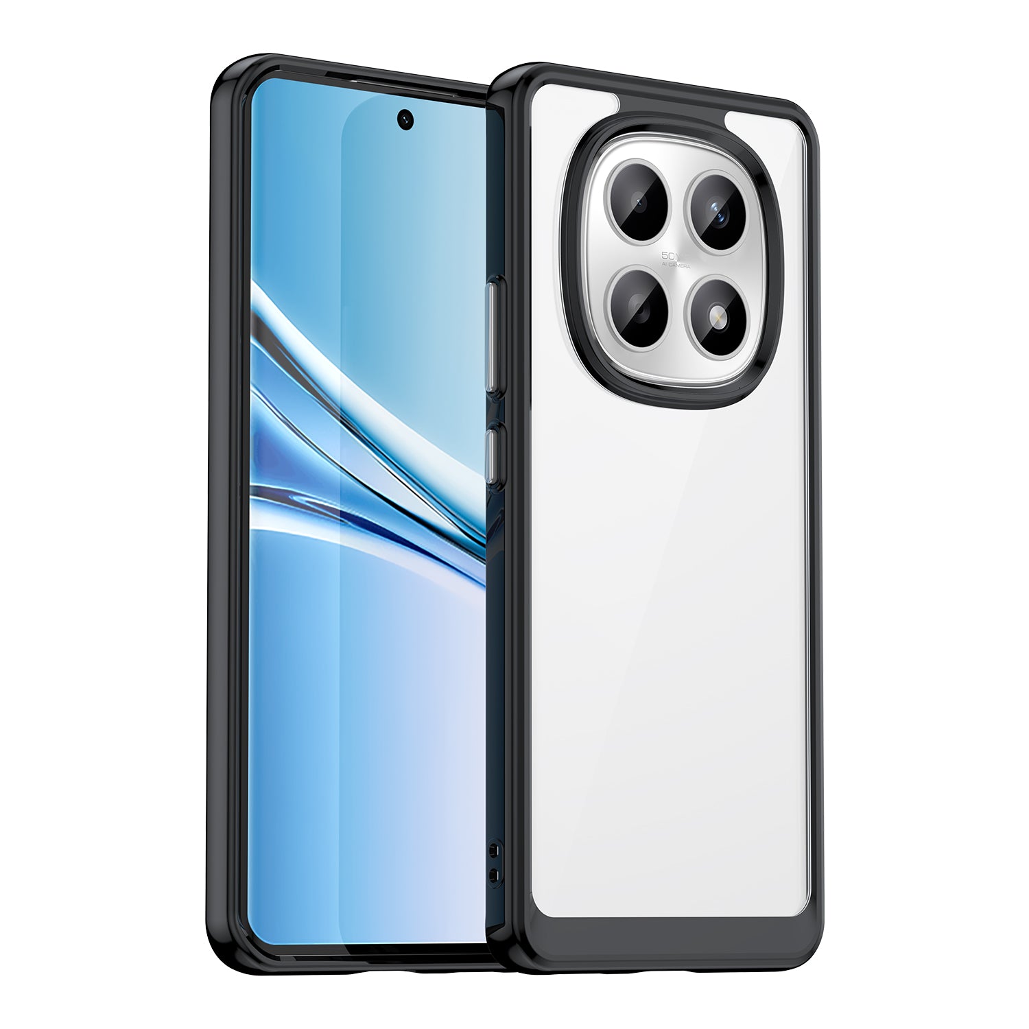 For Xiaomi Redmi Note 15 5G (Global) / Xiaomi Poco M8 5G Phone Case WANLONFENG XC Series TPU Acrylic Cover with Tempered Glass (Big Lens Hole) - Black