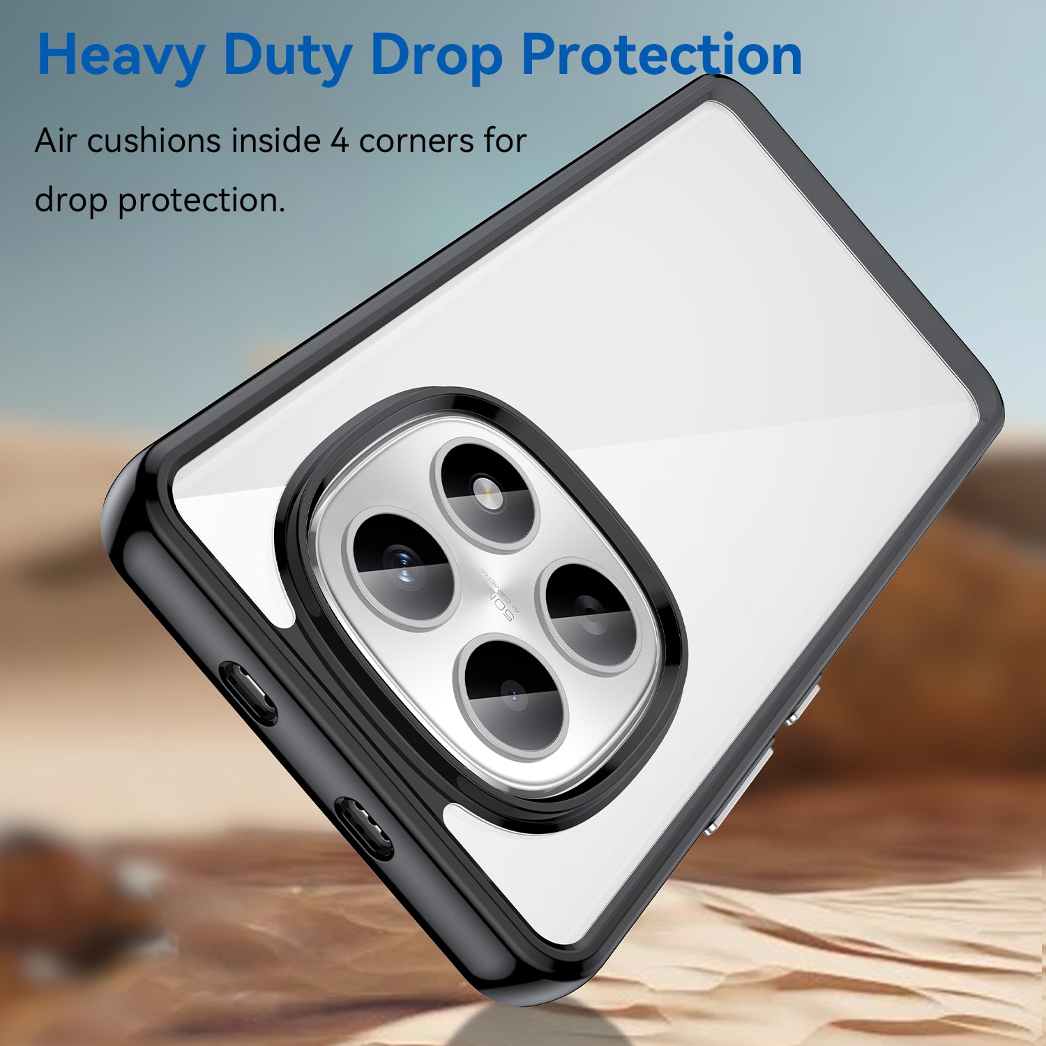 For Xiaomi Redmi Note 15 5G (Global) / Xiaomi Poco M8 5G Phone Case WANLONFENG XC Series TPU Acrylic Cover with Tempered Glass (Big Lens Hole) - Black