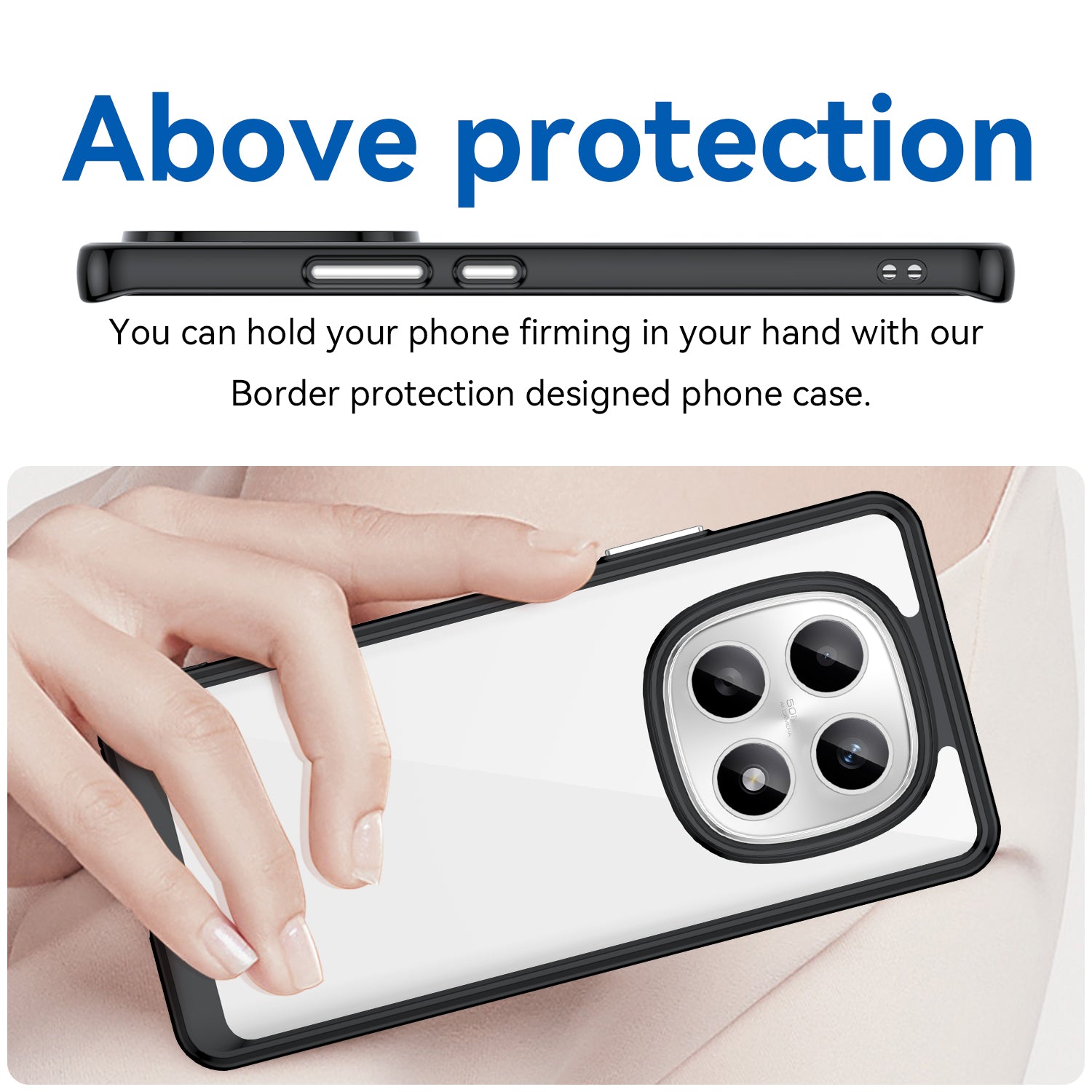 For Xiaomi Redmi Note 15 5G (Global) / Xiaomi Poco M8 5G Phone Case WANLONFENG XC Series TPU Acrylic Cover with Tempered Glass (Big Lens Hole) - Black