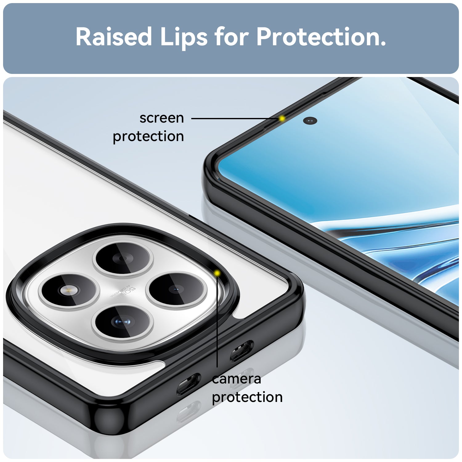 For Xiaomi Redmi Note 15 5G (Global) / Xiaomi Poco M8 5G Phone Case WANLONFENG XC Series TPU Acrylic Cover with Tempered Glass (Big Lens Hole) - Black