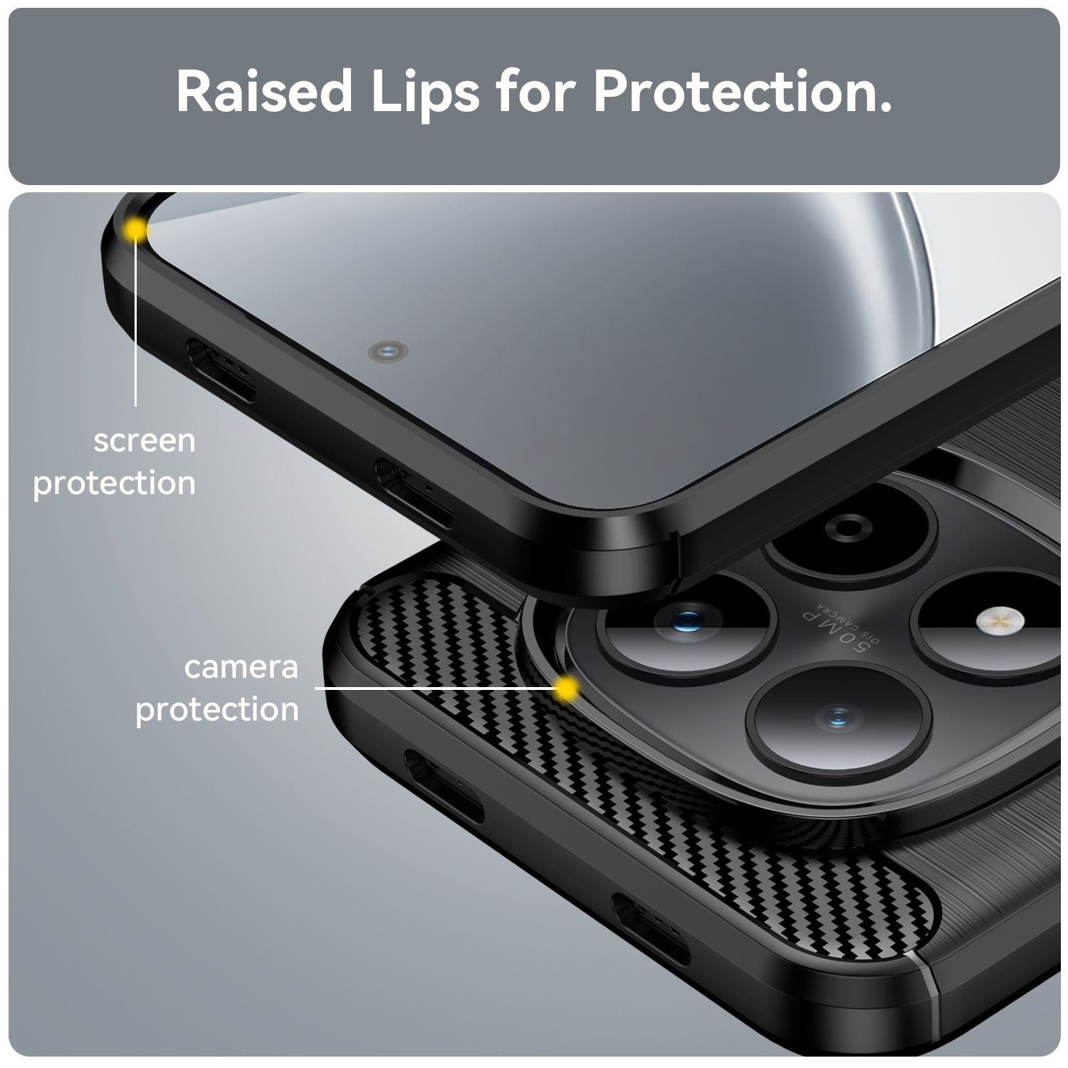 For Xiaomi Redmi Note 15 Pro 5G (Global) Case with Screen Film WANLONFENG LS Series Big Lens Hole Brushed Texture TPU Phone Cover - Black