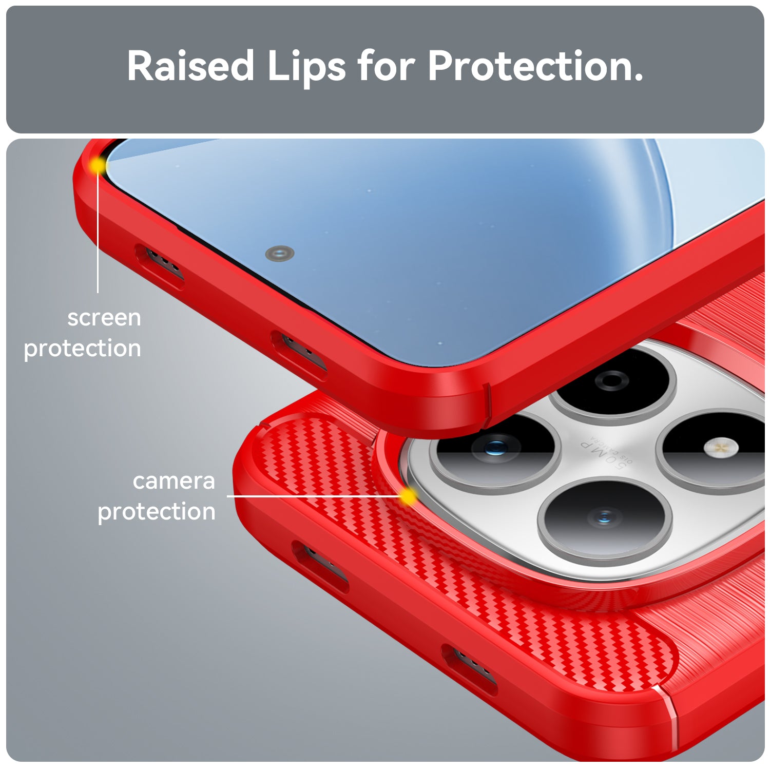 For Xiaomi Redmi Note 15 Pro 5G (Global) Case with Screen Film WANLONFENG LS Series Big Lens Hole Brushed Texture TPU Phone Cover - Red