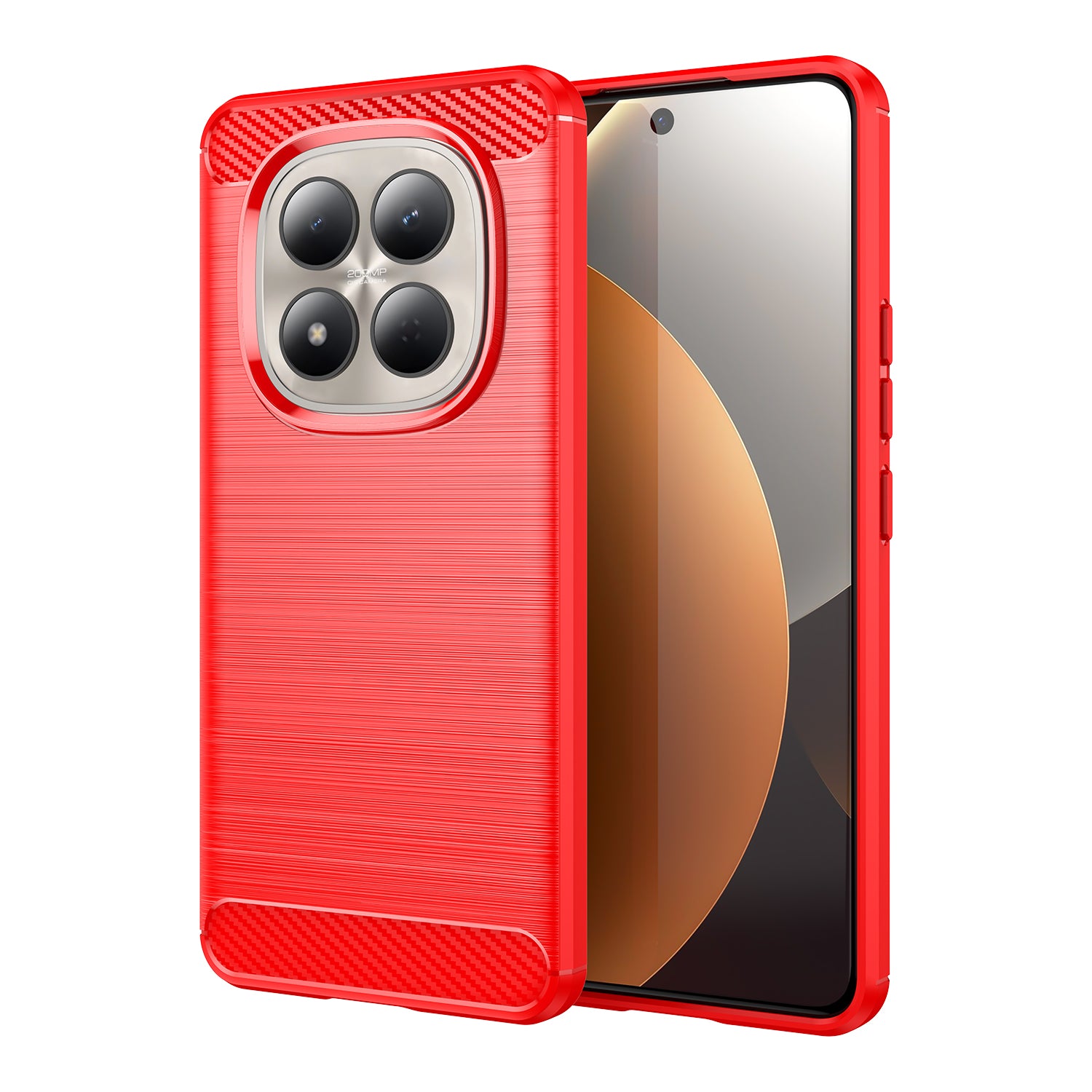 For Xiaomi Redmi Note 15 Pro 4G (Global) Case with Screen Film WANLONFENG LS Series Big Lens Hole Brushed Texture TPU Phone Cover - Red