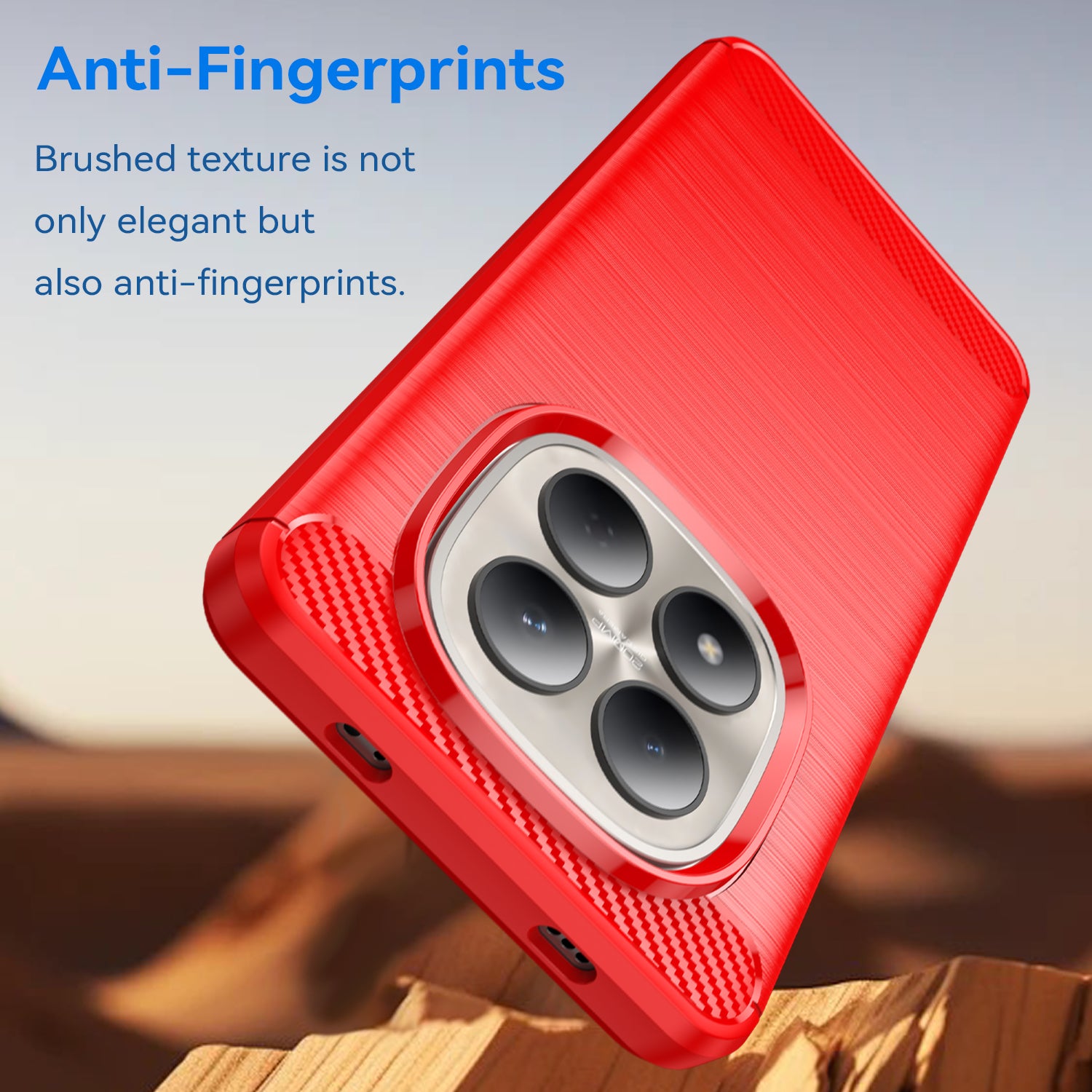 For Xiaomi Redmi Note 15 Pro 4G (Global) Case with Screen Film WANLONFENG LS Series Big Lens Hole Brushed Texture TPU Phone Cover - Red