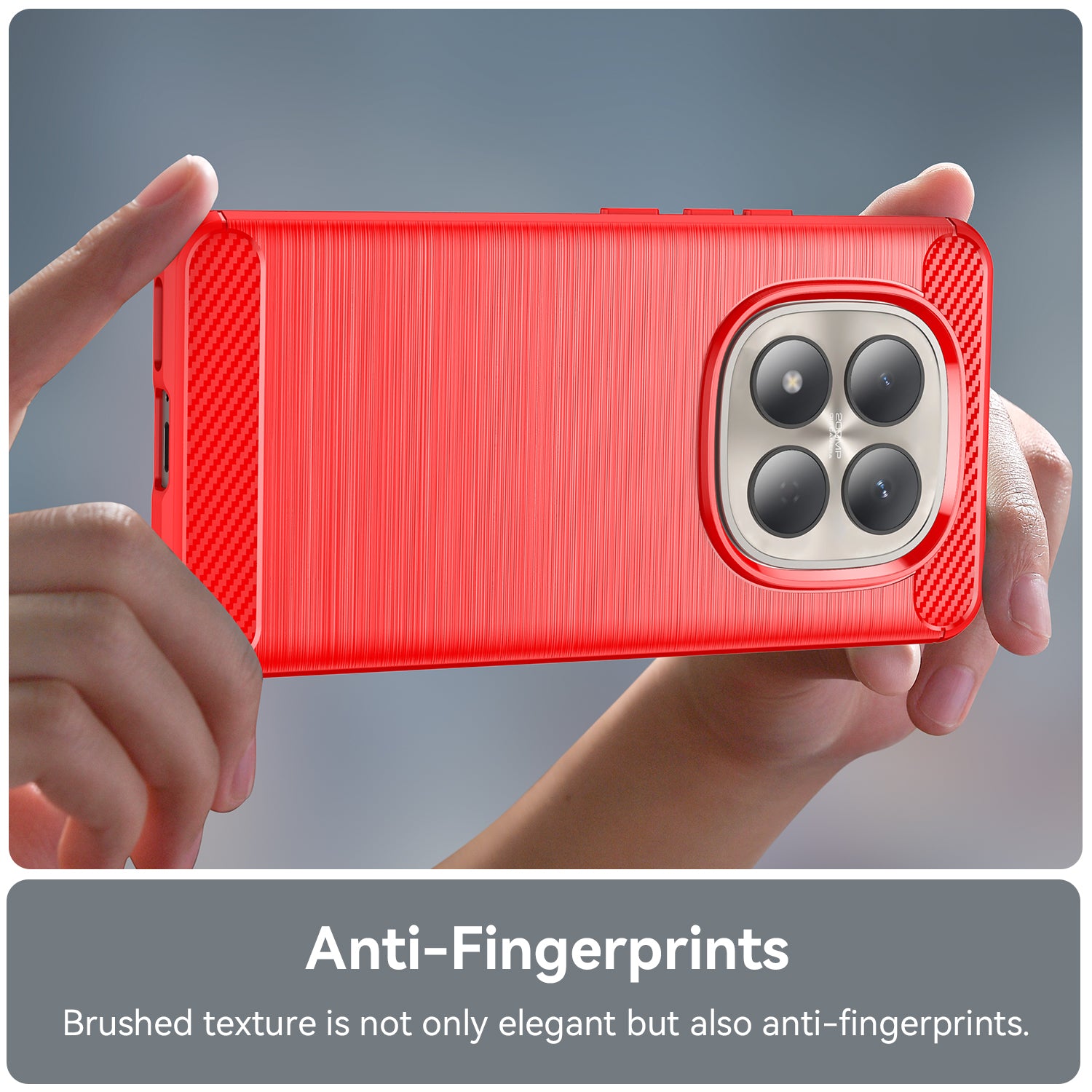 For Xiaomi Redmi Note 15 Pro 4G (Global) Case with Screen Film WANLONFENG LS Series Big Lens Hole Brushed Texture TPU Phone Cover - Red