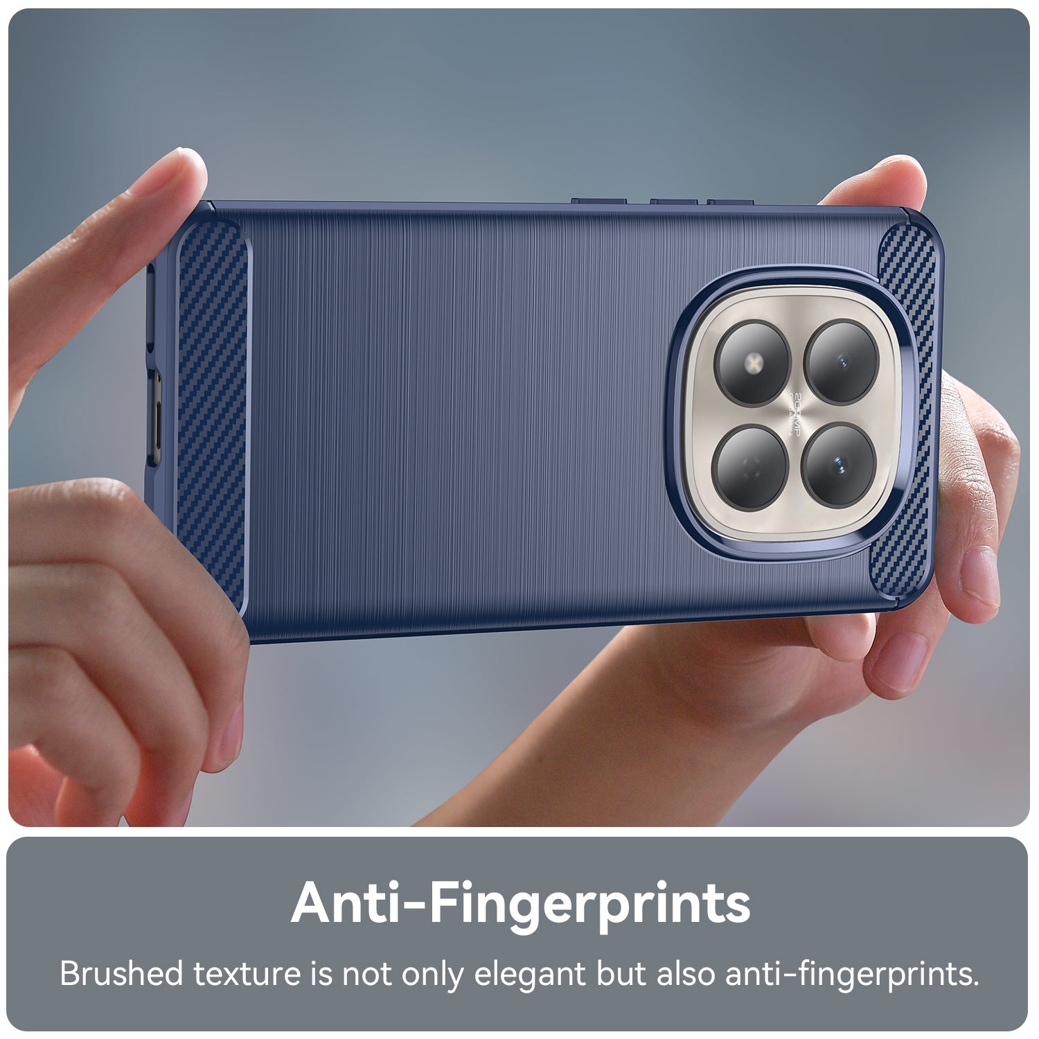 For Xiaomi Redmi Note 15 Pro 4G (Global) Case with Screen Film WANLONFENG LS Series Big Lens Hole Brushed Texture TPU Phone Cover - Blue