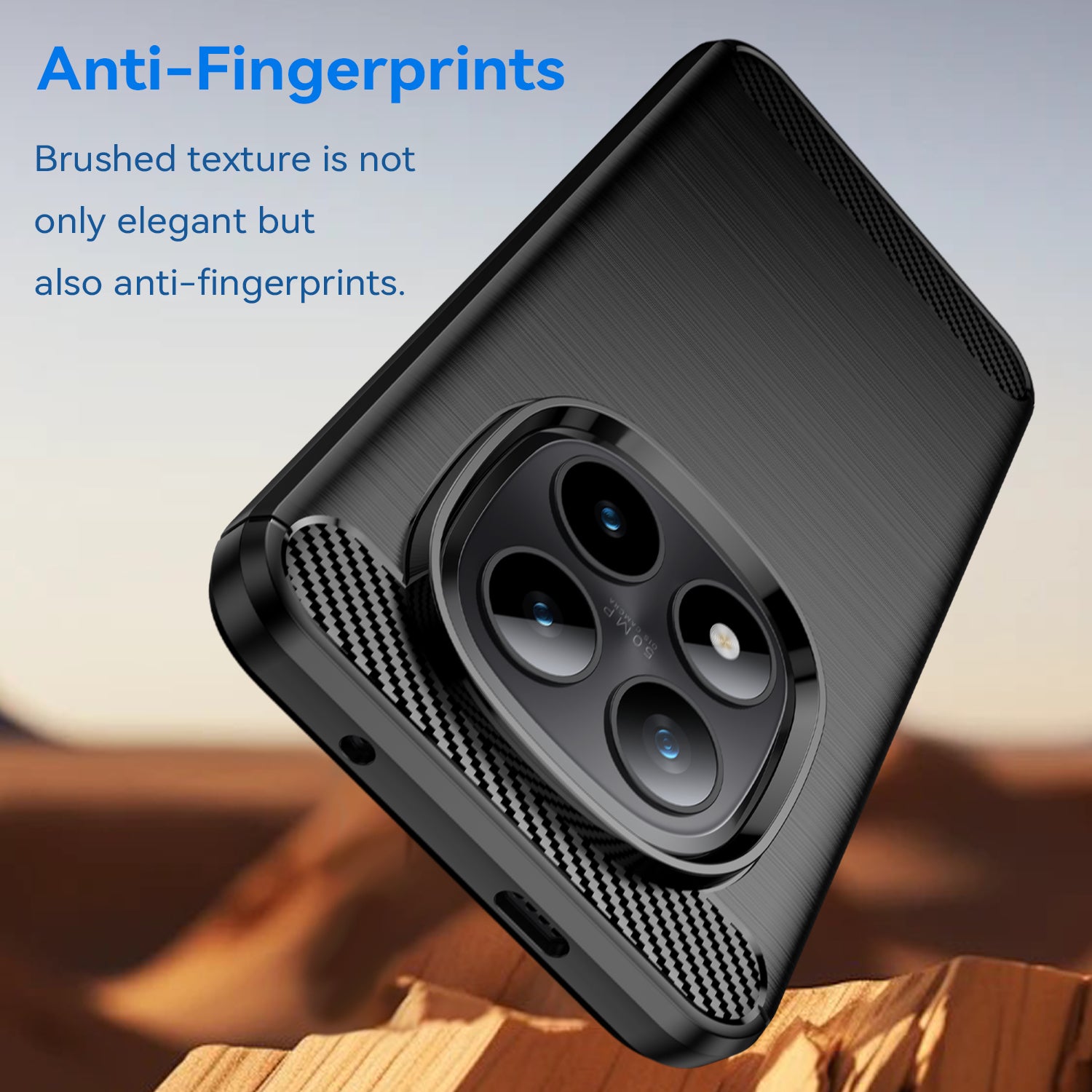 For Xiaomi Poco M8 Pro 5G / Xiaomi Redmi Note 15 Pro+ 5G (Global) Case with Screen Film WANLONFENG LS Series Big Lens Hole Brushed Texture TPU Phone Cover - Black