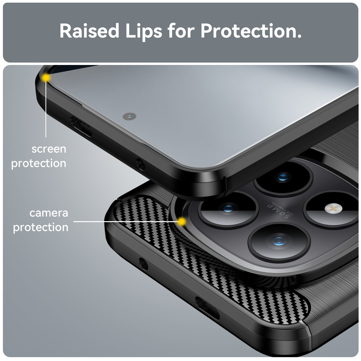 For Xiaomi Poco M8 Pro 5G / Xiaomi Redmi Note 15 Pro+ 5G (Global) Case with Screen Film WANLONFENG LS Series Big Lens Hole Brushed Texture TPU Phone Cover - Black