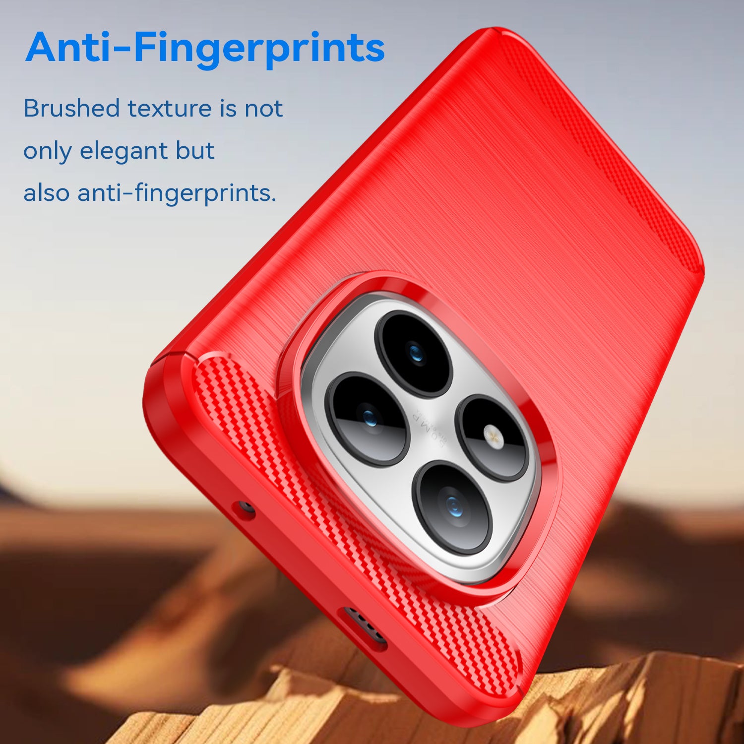 For Xiaomi Poco M8 Pro 5G / Xiaomi Redmi Note 15 Pro+ 5G (Global) Case with Screen Film WANLONFENG LS Series Big Lens Hole Brushed Texture TPU Phone Cover - Red