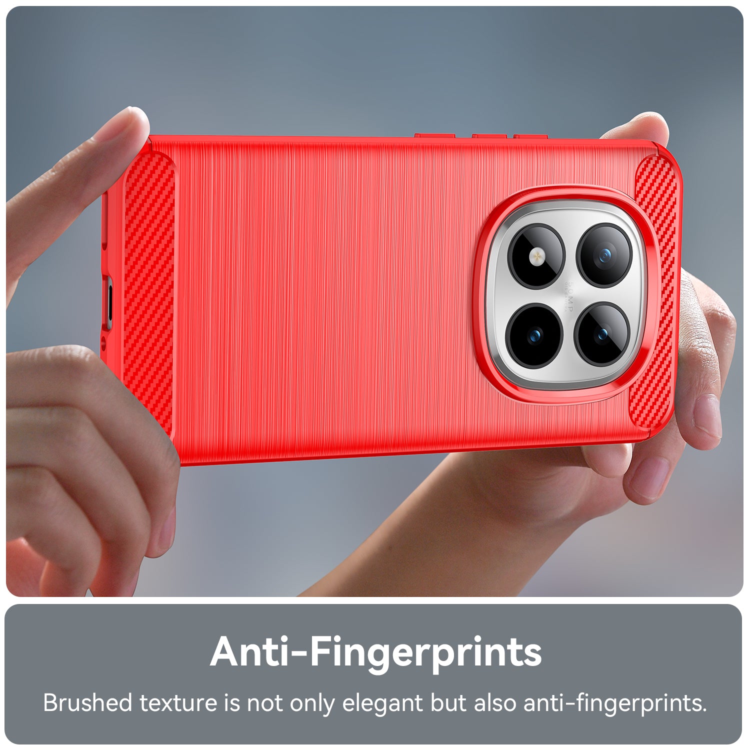 For Xiaomi Poco M8 Pro 5G / Xiaomi Redmi Note 15 Pro+ 5G (Global) Case with Screen Film WANLONFENG LS Series Big Lens Hole Brushed Texture TPU Phone Cover - Red