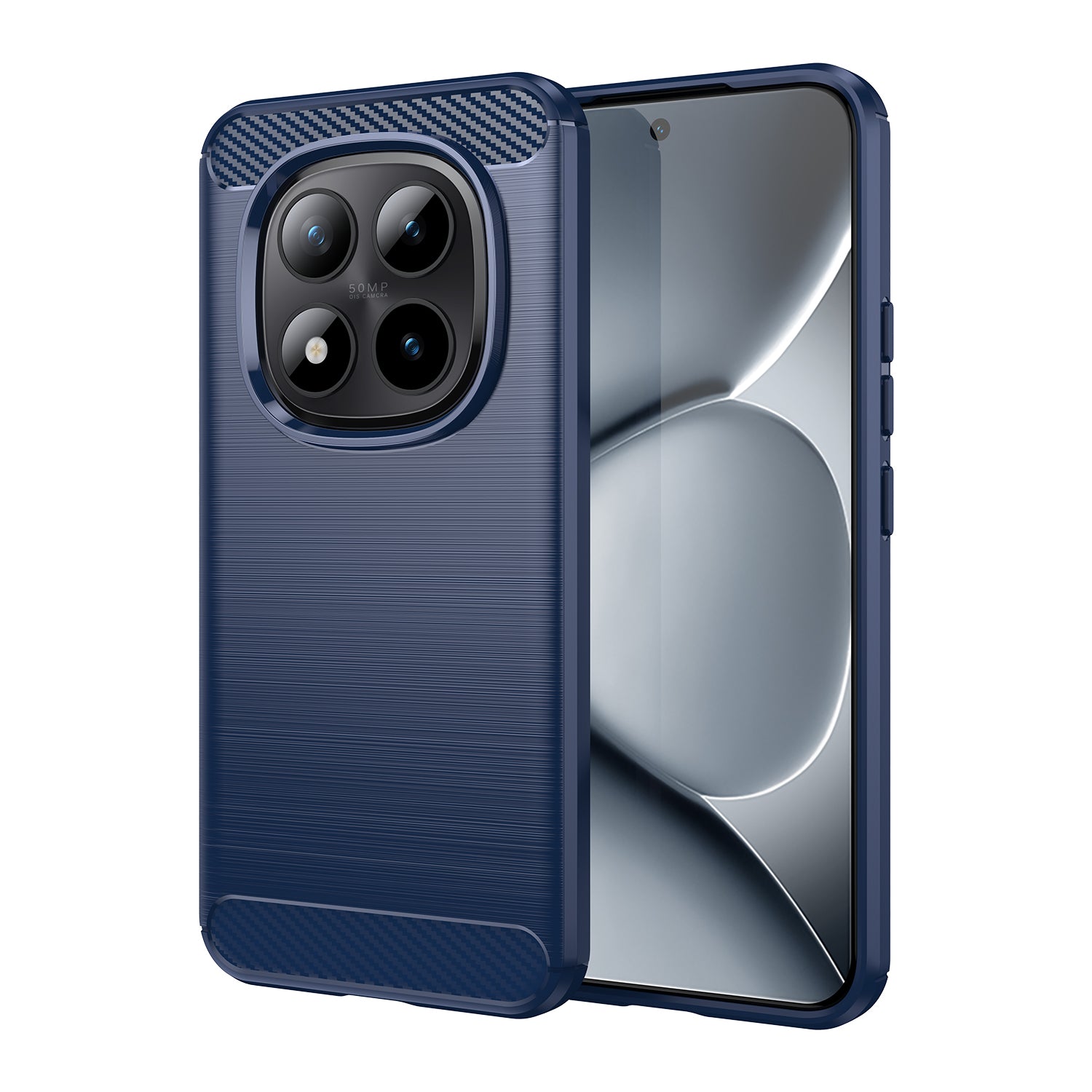 For Xiaomi Poco M8 Pro 5G / Xiaomi Redmi Note 15 Pro+ 5G (Global) Case with Screen Film WANLONFENG LS Series Big Lens Hole Brushed Texture TPU Phone Cover - Blue