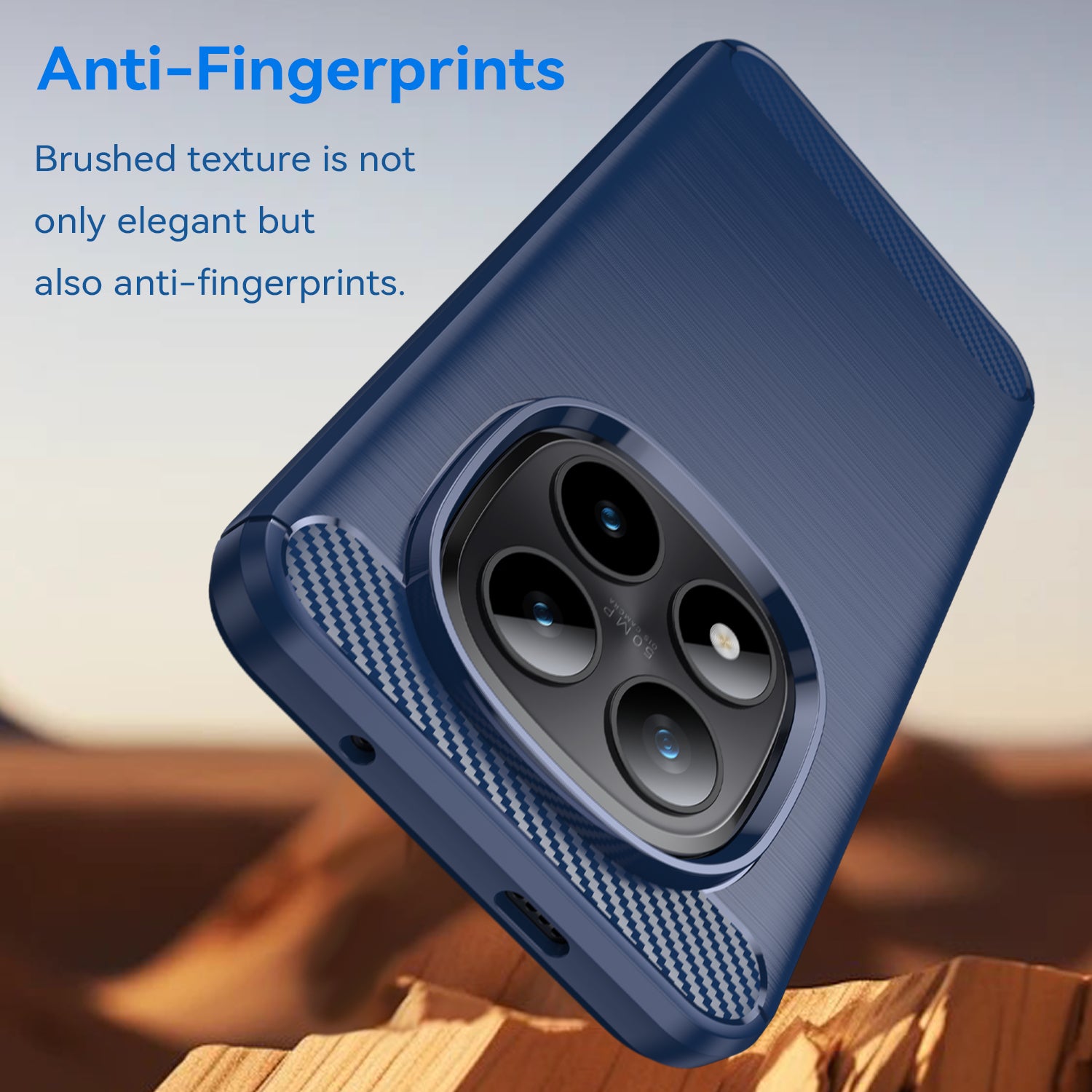 For Xiaomi Poco M8 Pro 5G / Xiaomi Redmi Note 15 Pro+ 5G (Global) Case with Screen Film WANLONFENG LS Series Big Lens Hole Brushed Texture TPU Phone Cover - Blue