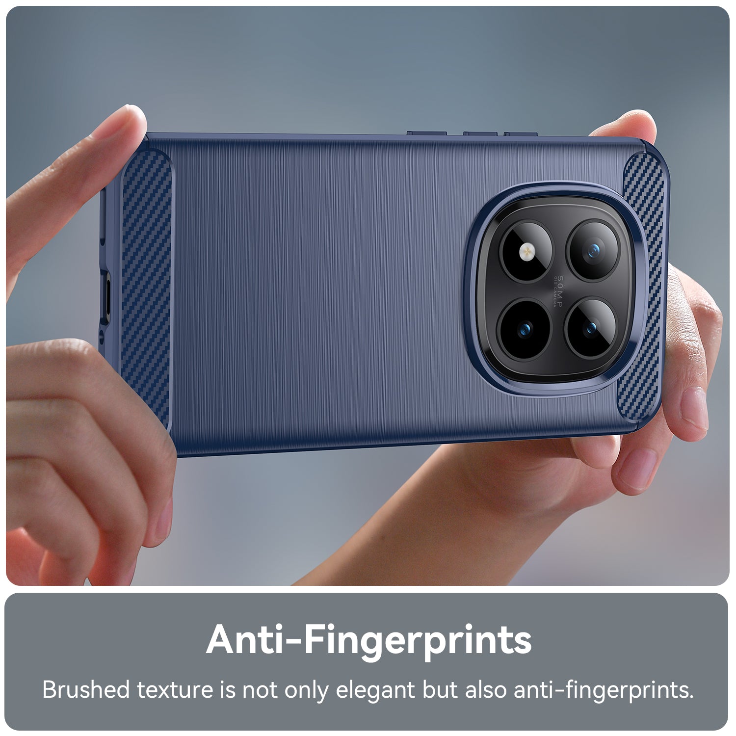 For Xiaomi Poco M8 Pro 5G / Xiaomi Redmi Note 15 Pro+ 5G (Global) Case with Screen Film WANLONFENG LS Series Big Lens Hole Brushed Texture TPU Phone Cover - Blue