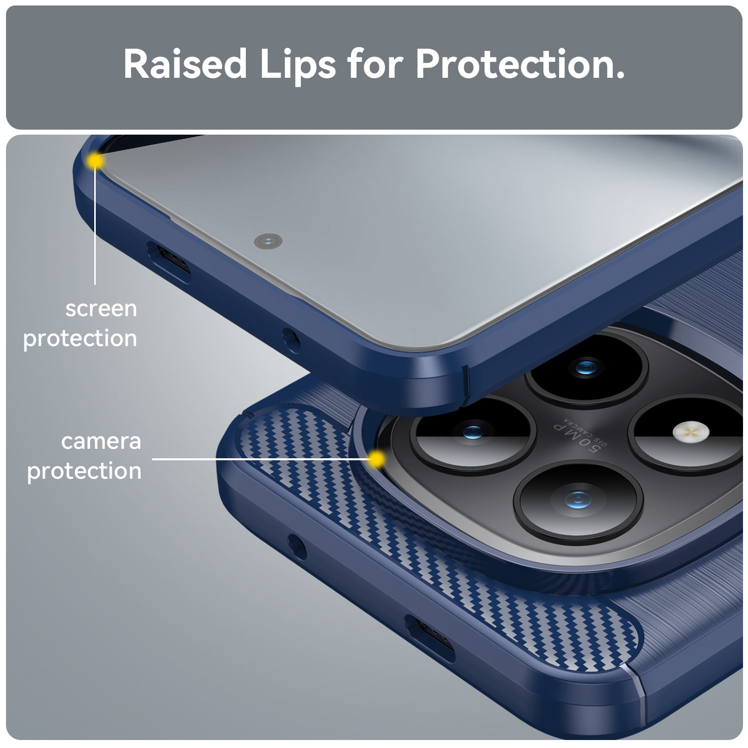 For Xiaomi Poco M8 Pro 5G / Xiaomi Redmi Note 15 Pro+ 5G (Global) Case with Screen Film WANLONFENG LS Series Big Lens Hole Brushed Texture TPU Phone Cover - Blue