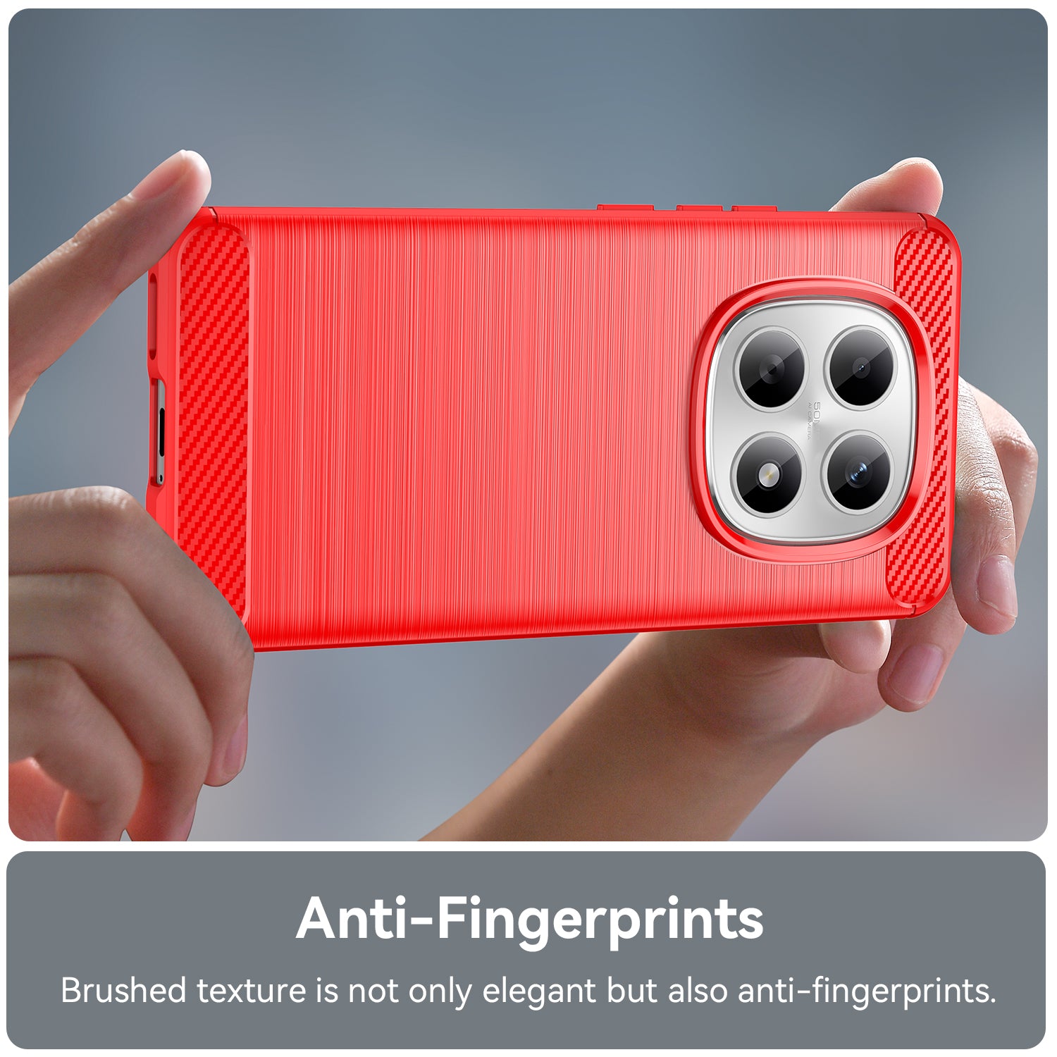 For Xiaomi Poco M8 5G / Xiaomi Redmi Note 15 5G (Global) Case with Screen Film WANLONFENG LS Series Big Lens Hole Brushed Texture TPU Phone Cover - Red