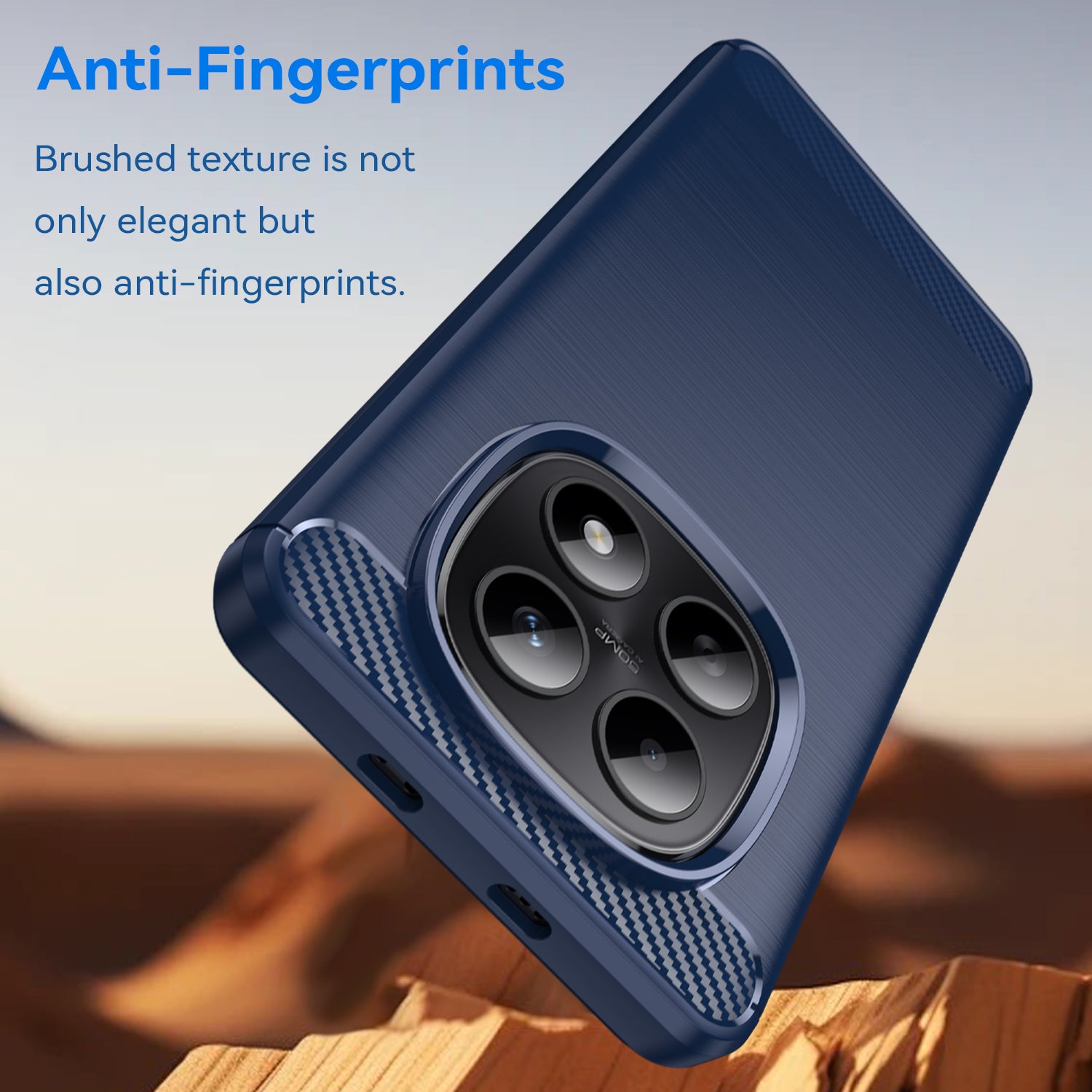 For Xiaomi Poco M8 5G / Xiaomi Redmi Note 15 5G (Global) Case with Screen Film WANLONFENG LS Series Big Lens Hole Brushed Texture TPU Phone Cover - Blue