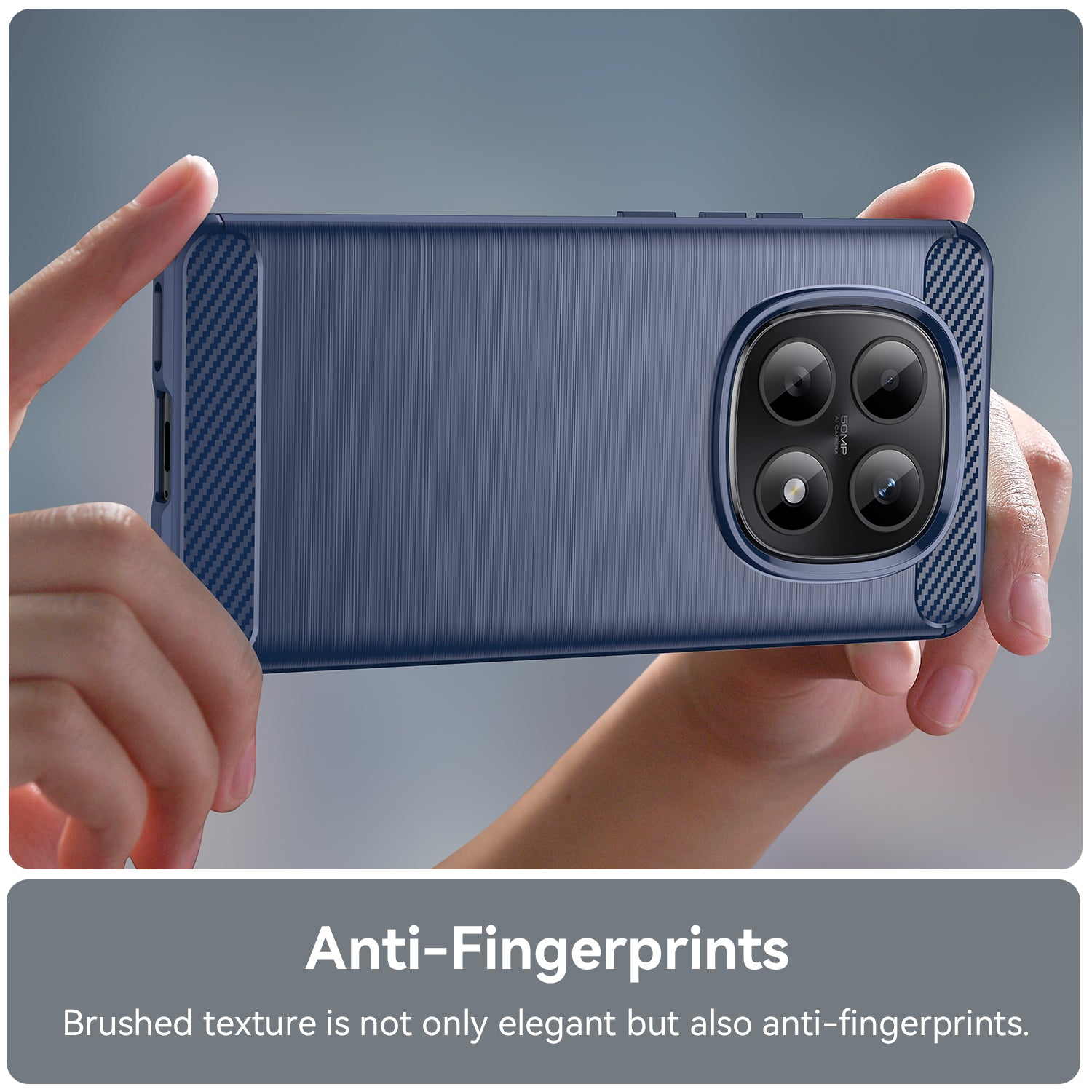 For Xiaomi Poco M8 5G / Xiaomi Redmi Note 15 5G (Global) Case with Screen Film WANLONFENG LS Series Big Lens Hole Brushed Texture TPU Phone Cover - Blue