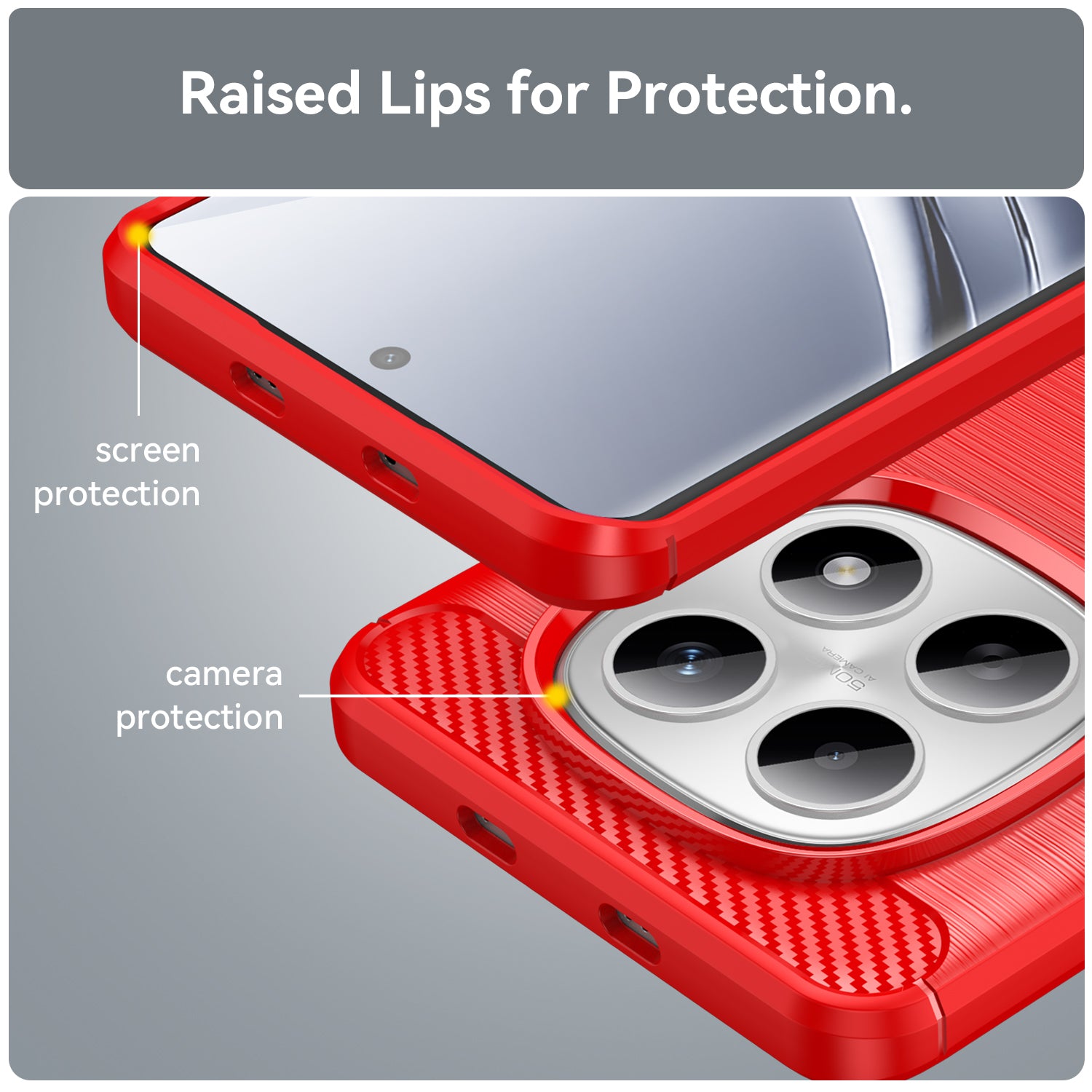 For Xiaomi Redmi Note 15 4G (Global) Case with Screen Film WANLONFENG LS Series Big Lens Hole Brushed Texture TPU Phone Cover - Red