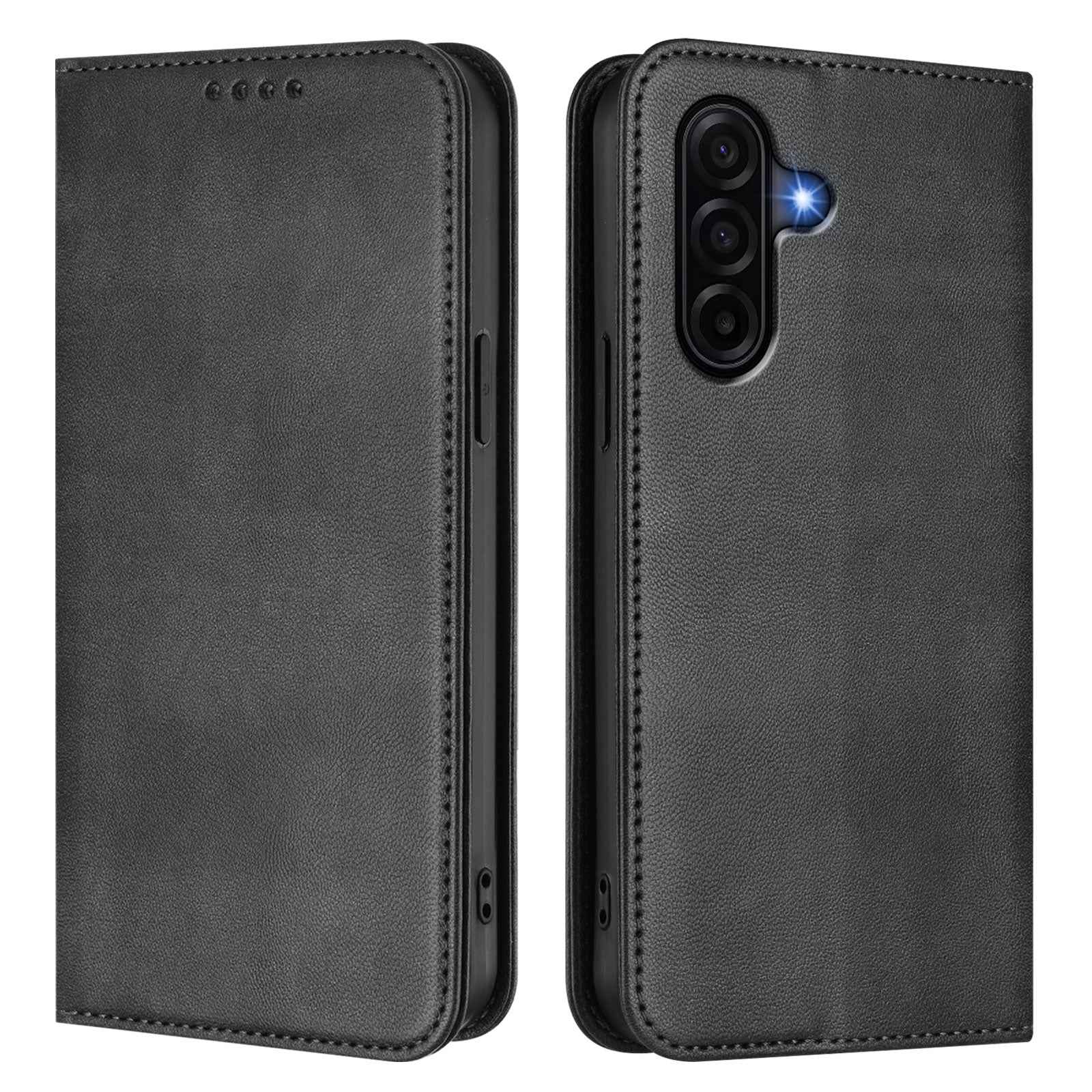 For Samsung Galaxy A57 5G Wallet Cases Retro Texture RFID Blocking Leather Phone Cover - Black