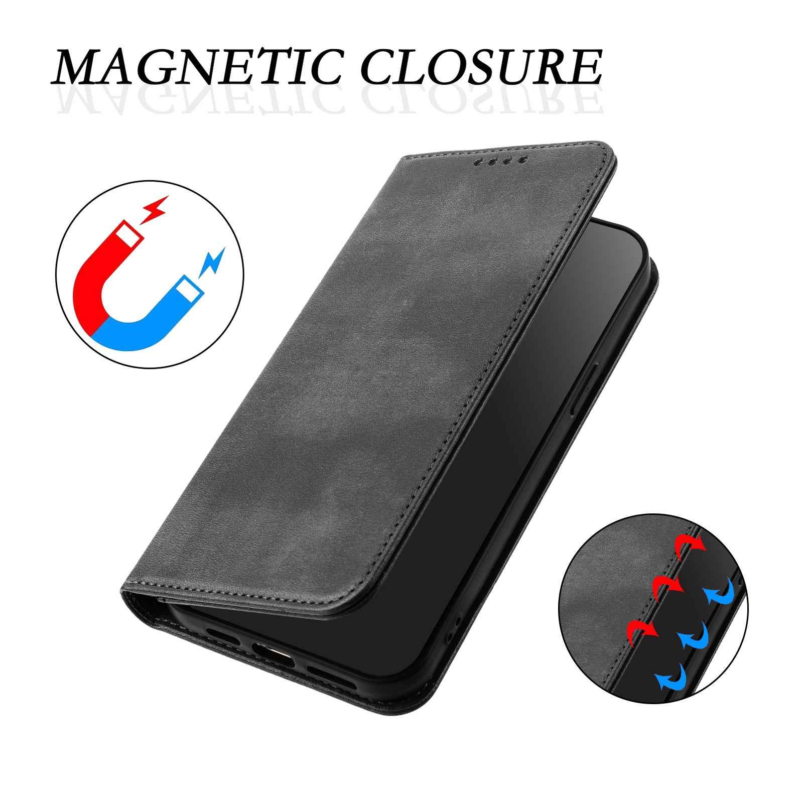 For Samsung Galaxy A57 5G Wallet Cases Retro Texture RFID Blocking Leather Phone Cover - Black