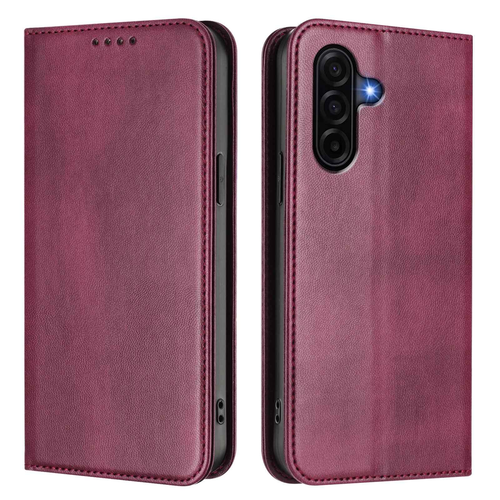 For Samsung Galaxy A57 5G Wallet Cases Retro Texture RFID Blocking Leather Phone Cover - Wine Red