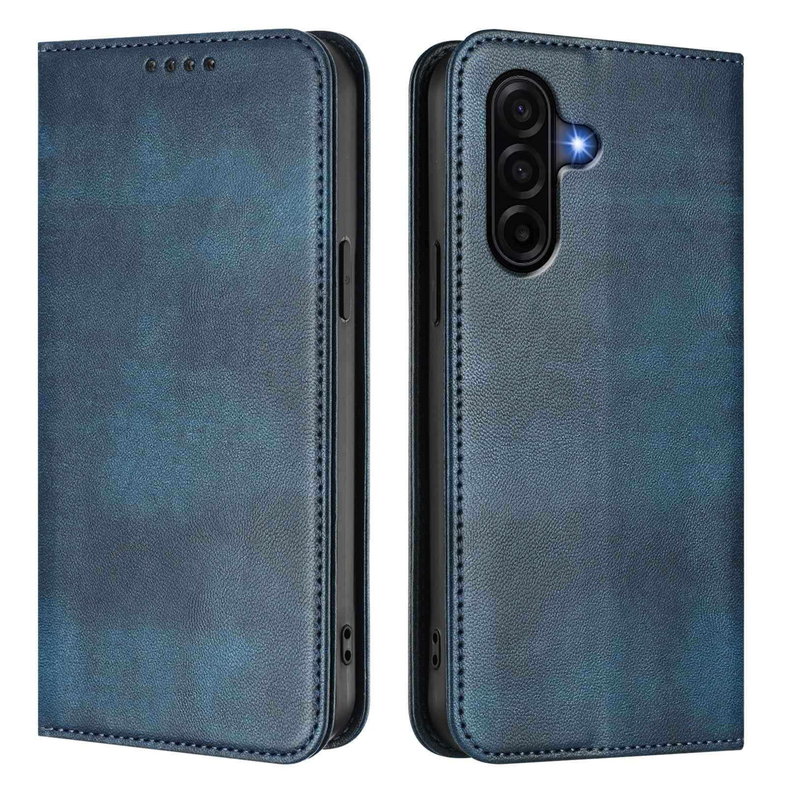 For Samsung Galaxy A57 5G Wallet Cases Retro Texture RFID Blocking Leather Phone Cover - Blue