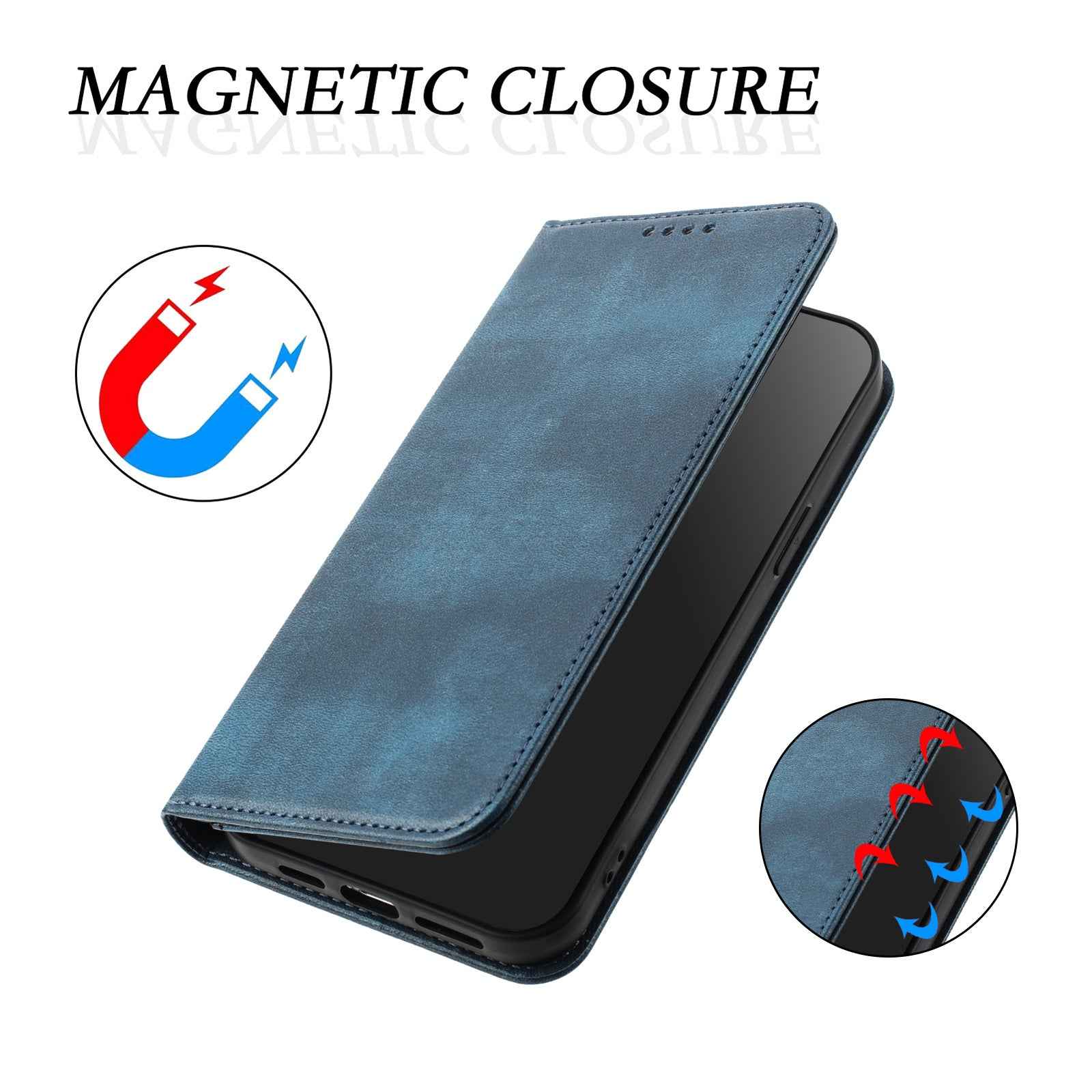 For Samsung Galaxy A57 5G Wallet Cases Retro Texture RFID Blocking Leather Phone Cover - Blue