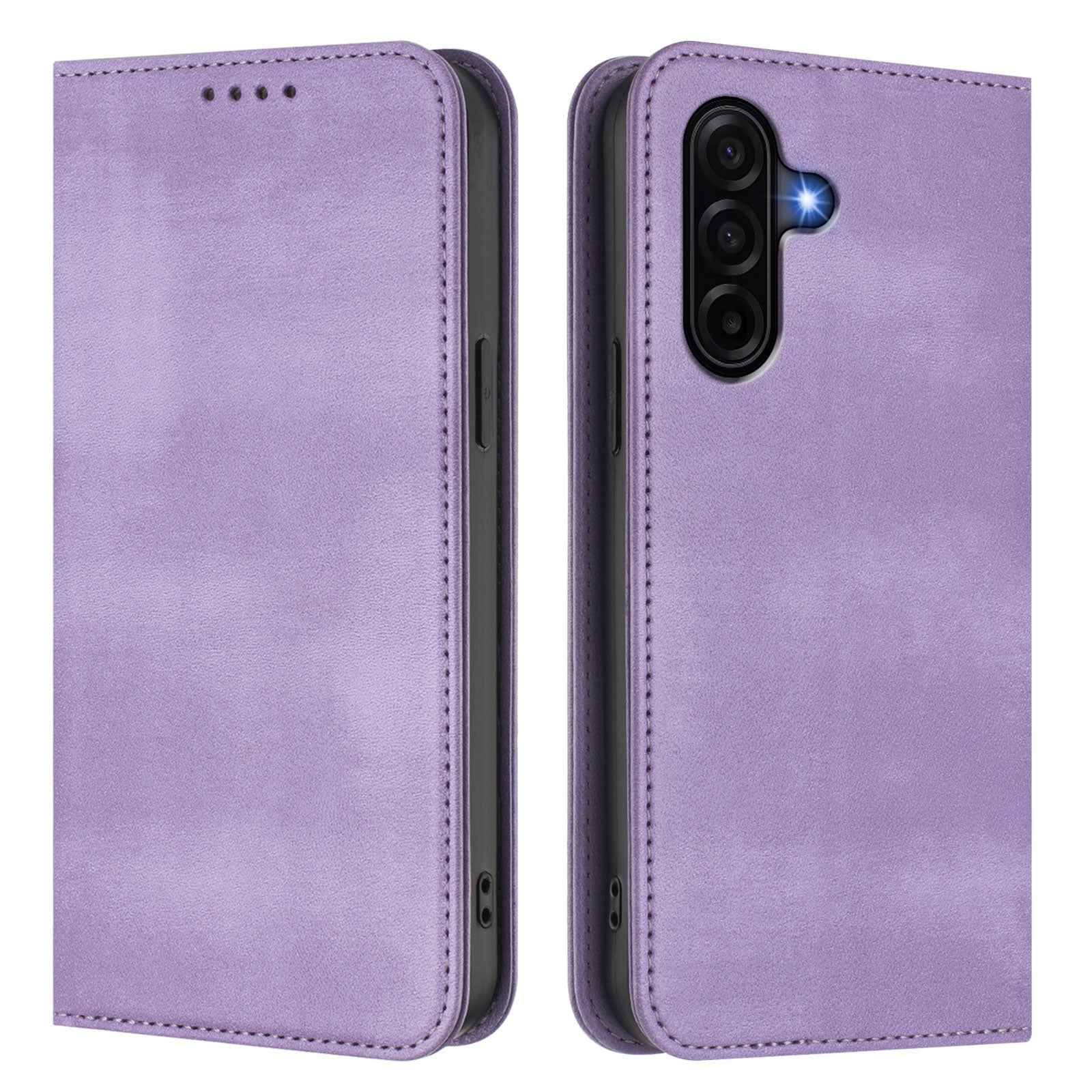 For Samsung Galaxy A57 5G Wallet Cases Retro Texture RFID Blocking Leather Phone Cover - Light Purple