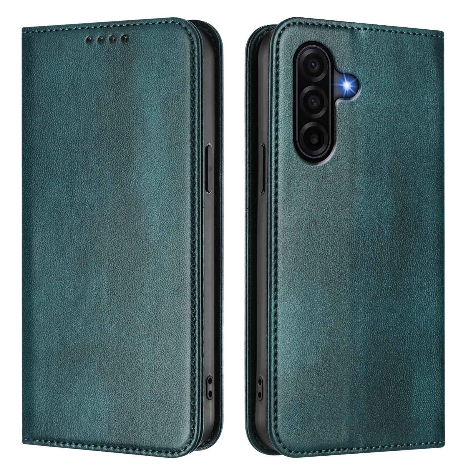 For Samsung Galaxy A57 5G Wallet Cases Retro Texture RFID Blocking Leather Phone Cover - Dark Green