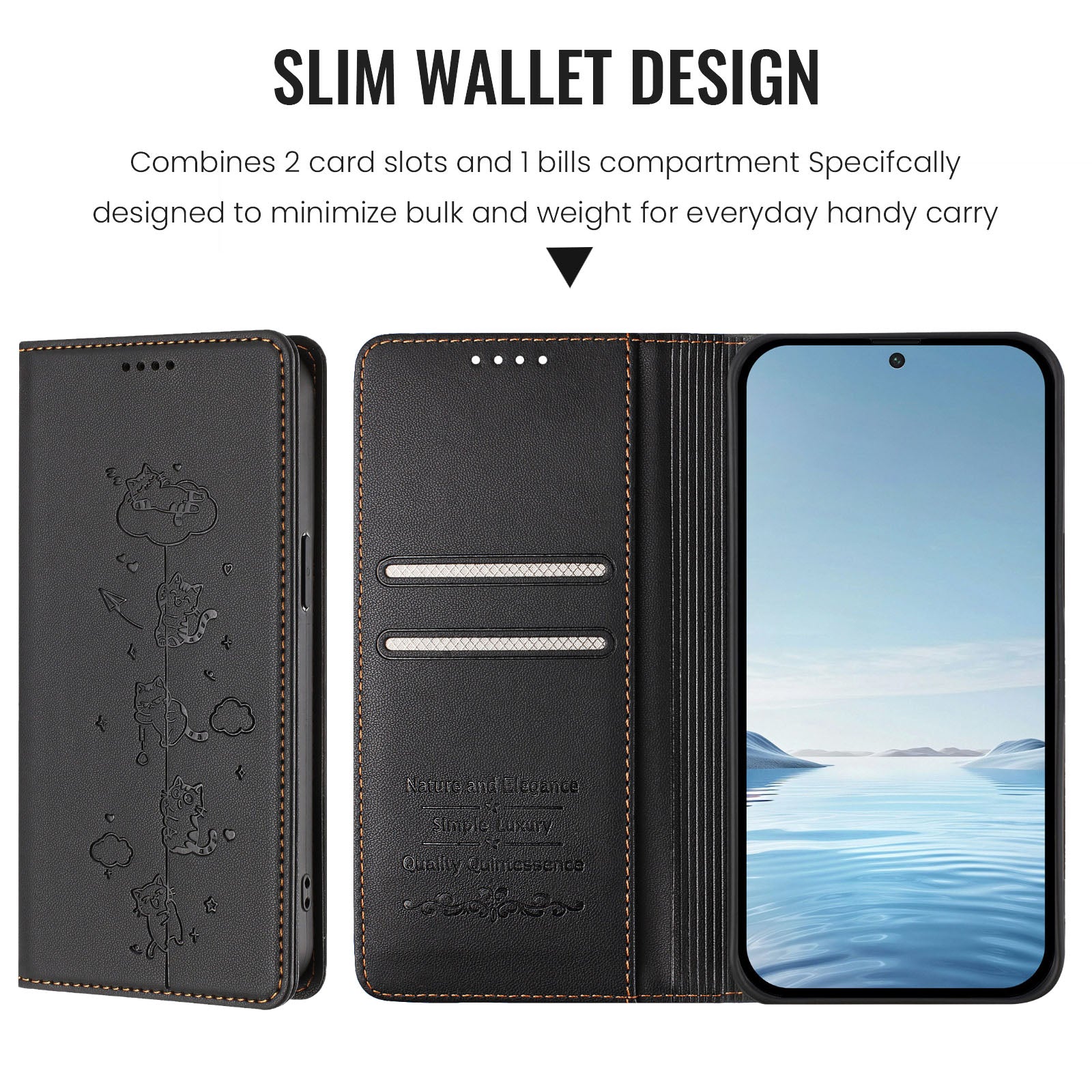 For Xiaomi Redmi Note 15 Pro 4G (Global) Case RFID Blocking Wallet Stand Imprinted Cat Pattern Leather Phone Cover - Black