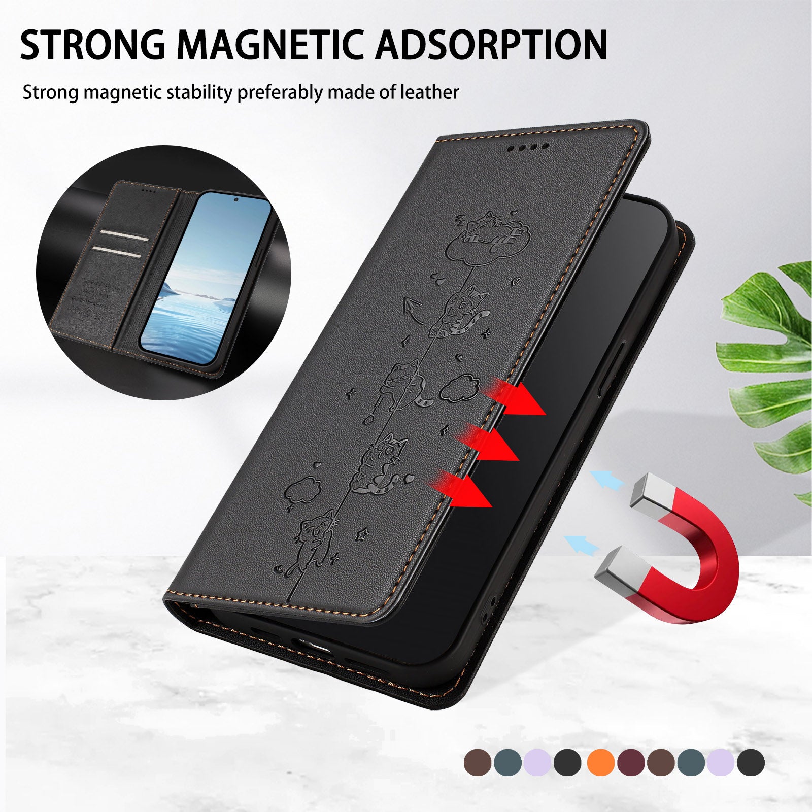 For Xiaomi Redmi Note 15 Pro 4G (Global) Case RFID Blocking Wallet Stand Imprinted Cat Pattern Leather Phone Cover - Black