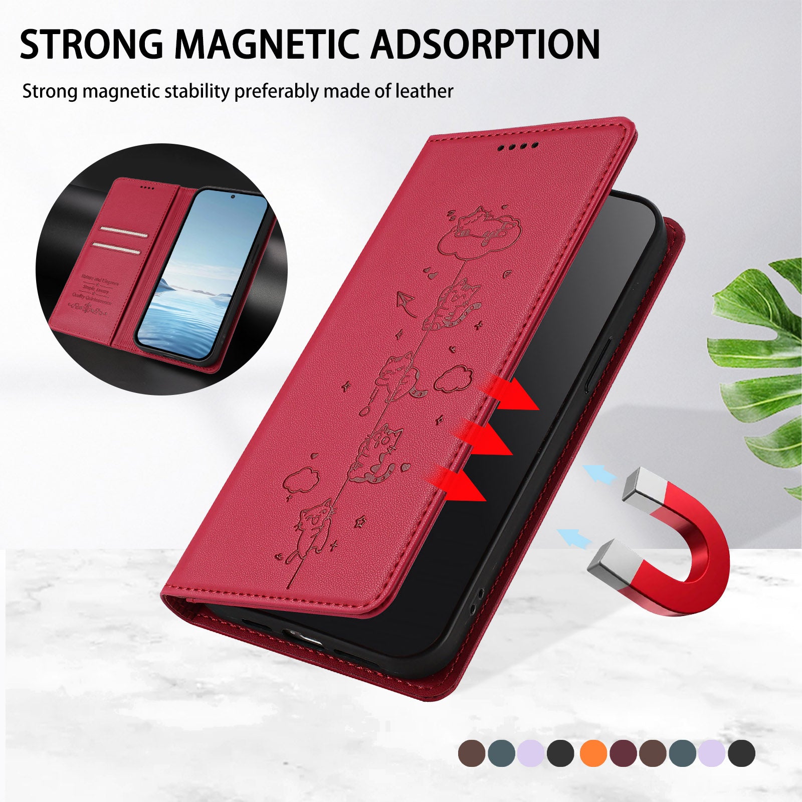 For Xiaomi Redmi Note 15 Pro 4G (Global) Case RFID Blocking Wallet Stand Imprinted Cat Pattern Leather Phone Cover - Red