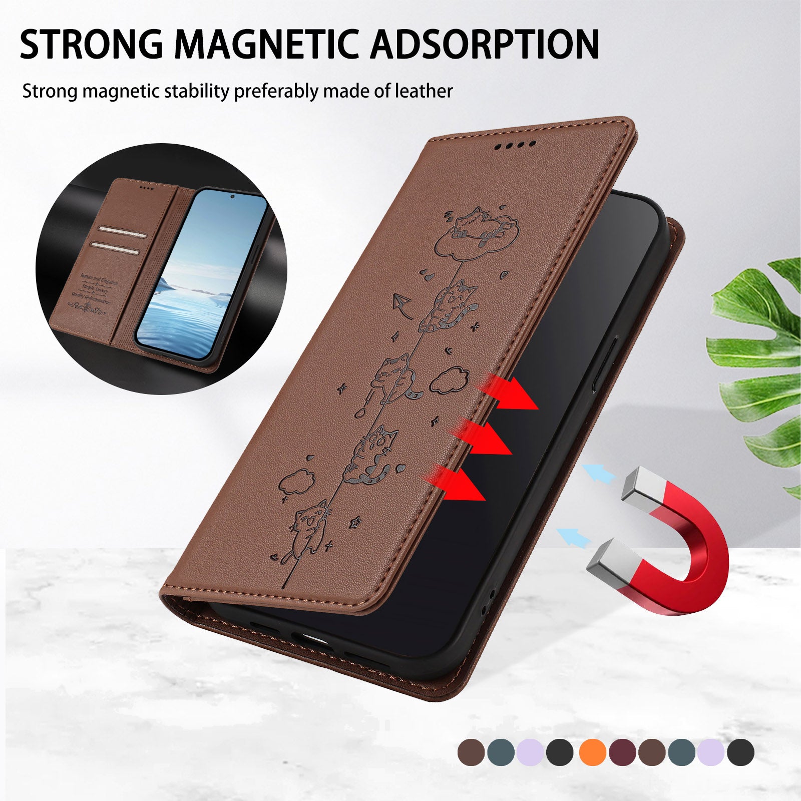 For Xiaomi Redmi Note 15 Pro 4G (Global) Case RFID Blocking Wallet Stand Imprinted Cat Pattern Leather Phone Cover - Brown