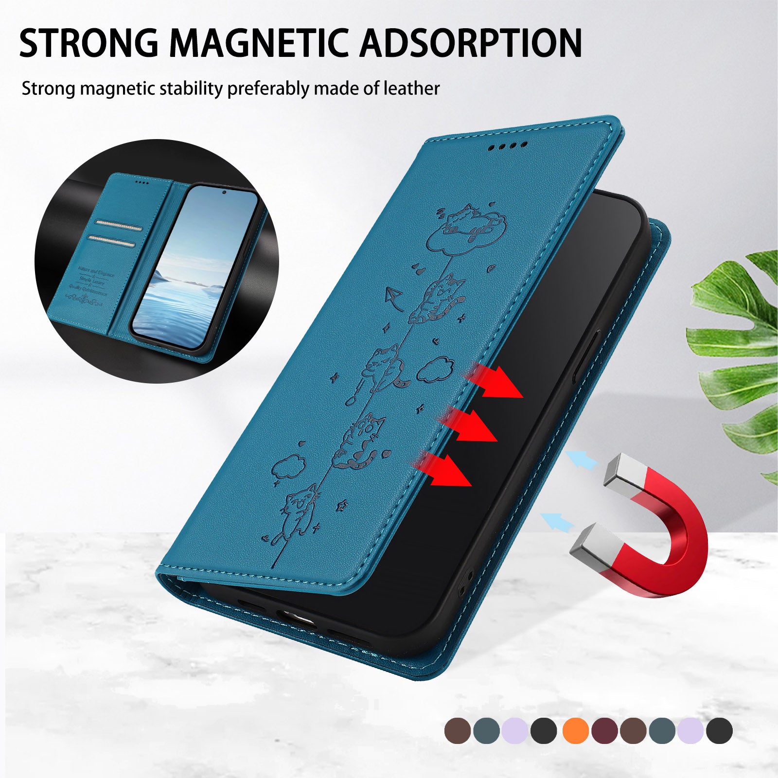 For Xiaomi Redmi Note 15 Pro 4G (Global) Case RFID Blocking Wallet Stand Imprinted Cat Pattern Leather Phone Cover - Lake Blue