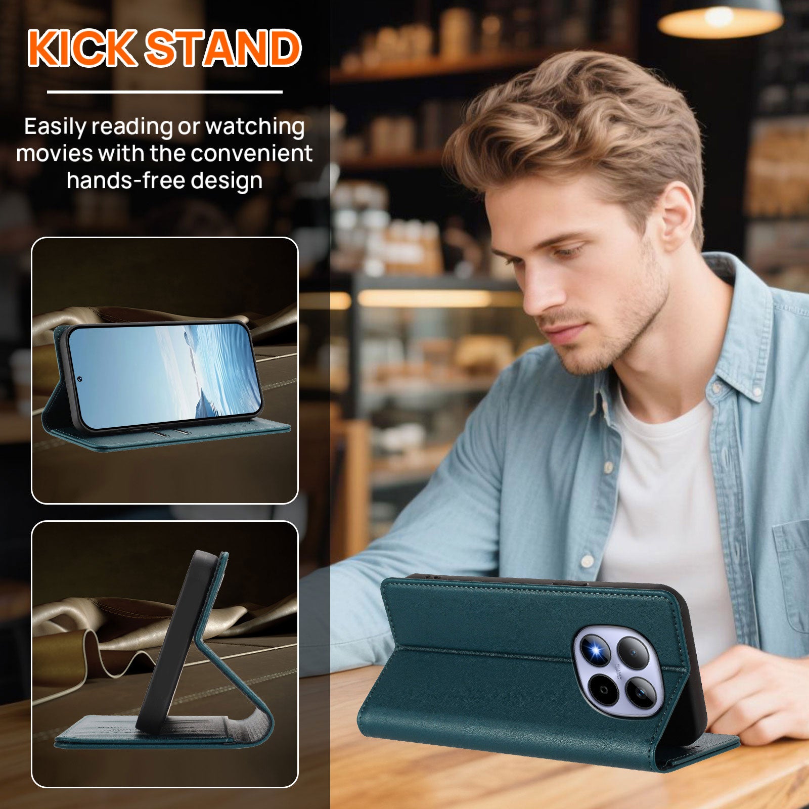 For Xiaomi Redmi Note 15 Pro 4G (Global) Case RFID Blocking Wallet Stand Imprinted Cat Pattern Leather Phone Cover - Green