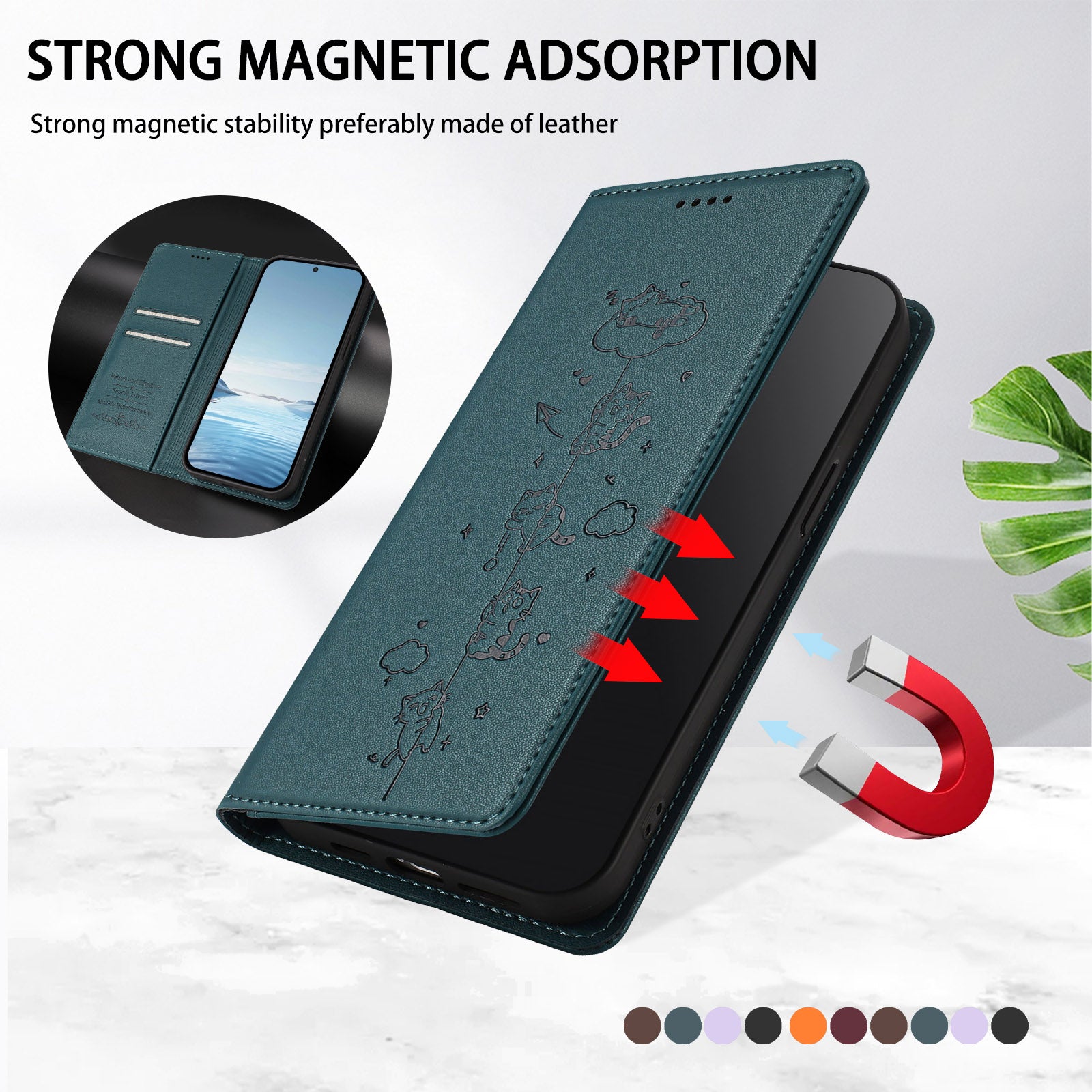 For Xiaomi Redmi Note 15 Pro 4G (Global) Case RFID Blocking Wallet Stand Imprinted Cat Pattern Leather Phone Cover - Green