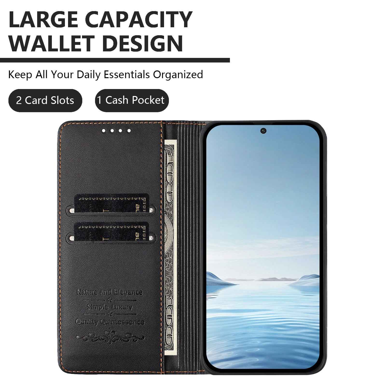 For Samsung Galaxy A57 5G Case RFID Blocking Wallet Stand Imprinted Cat Pattern Leather Phone Cover - Black