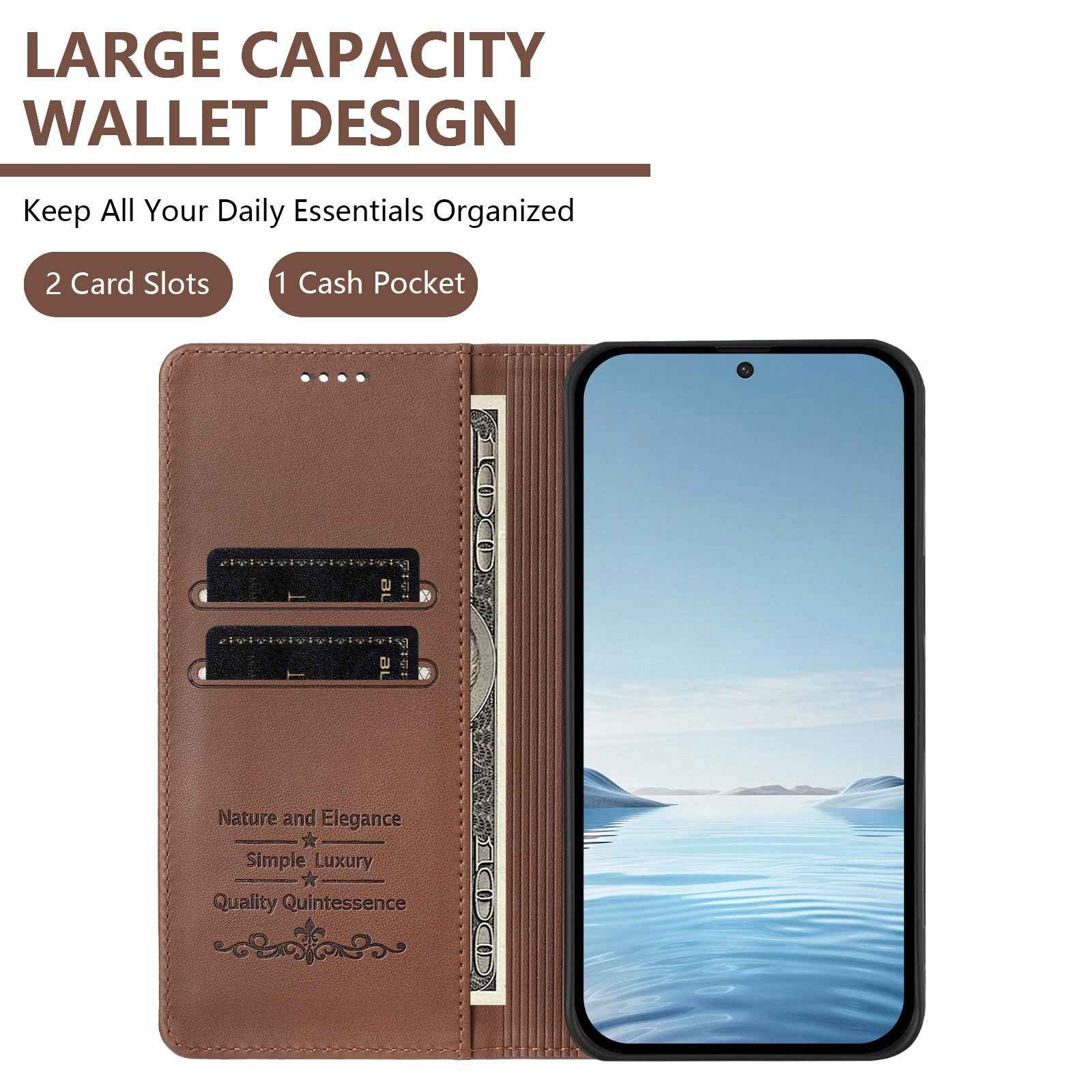 For Samsung Galaxy A57 5G Case RFID Blocking Wallet Stand Imprinted Cat Pattern Leather Phone Cover - Brown