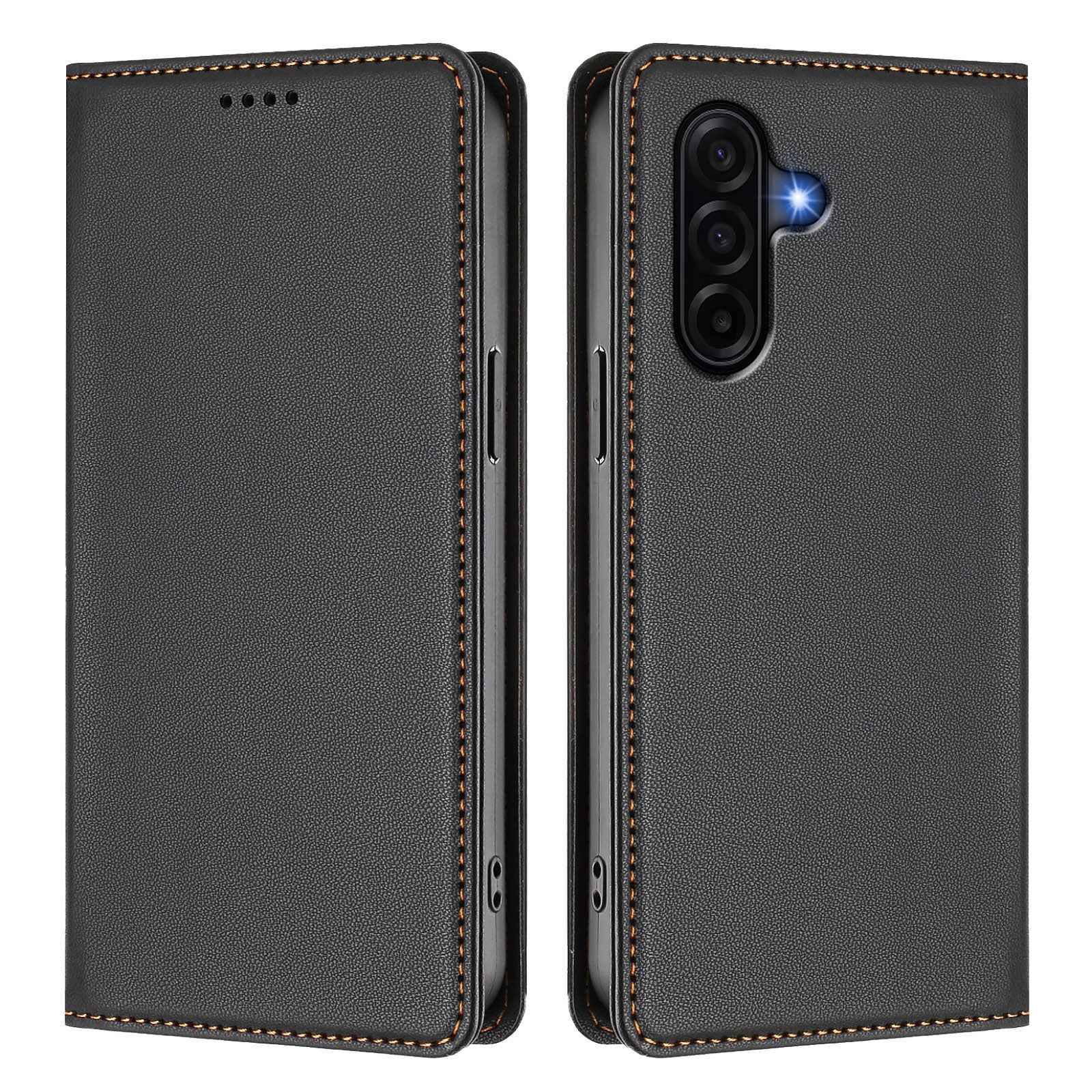 For Samsung Galaxy A57 5G Leather Wallet Case Magnetic Closure RFID Blocking Phone Cover - Black