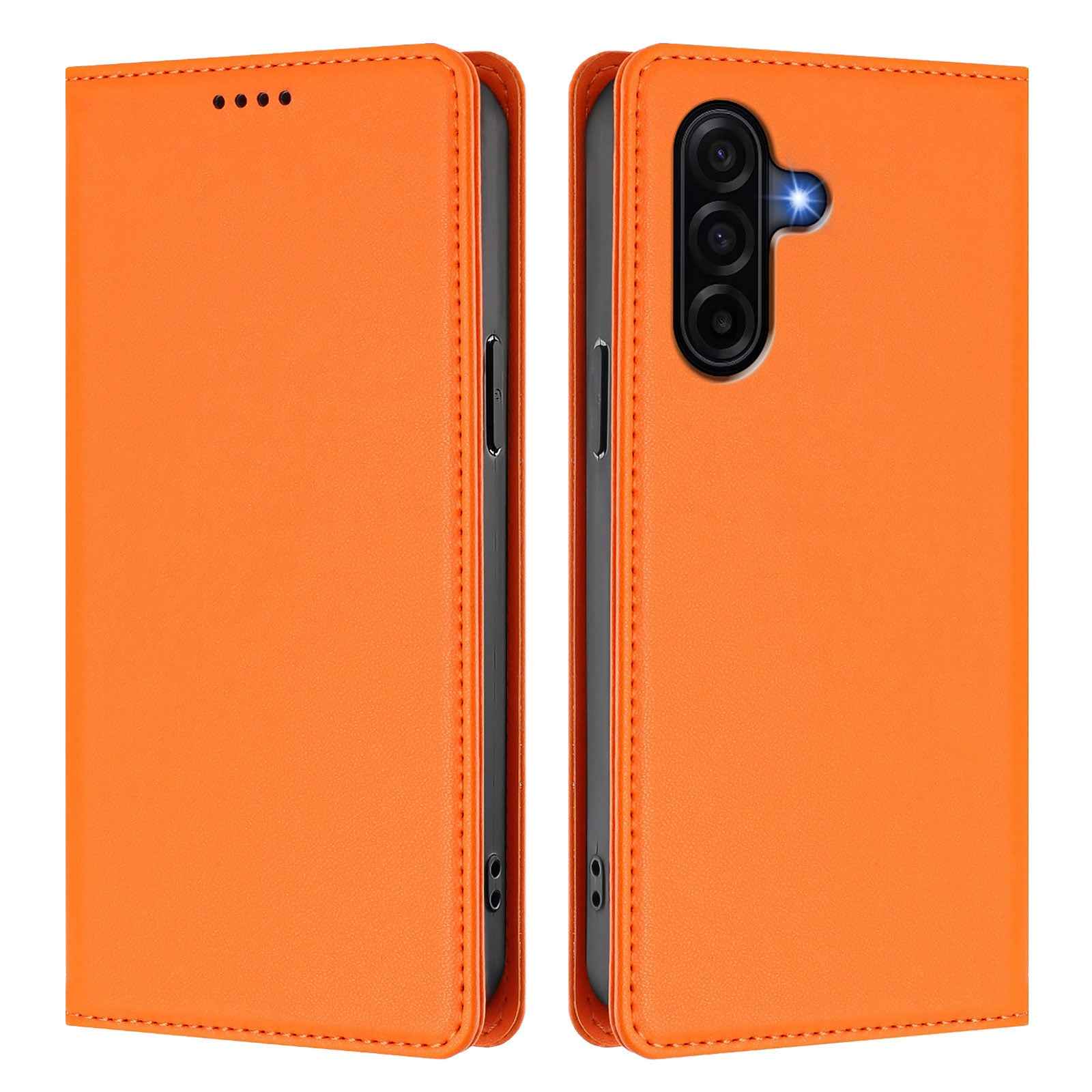 For Samsung Galaxy A57 5G Leather Wallet Case Magnetic Closure RFID Blocking Phone Cover - Orange