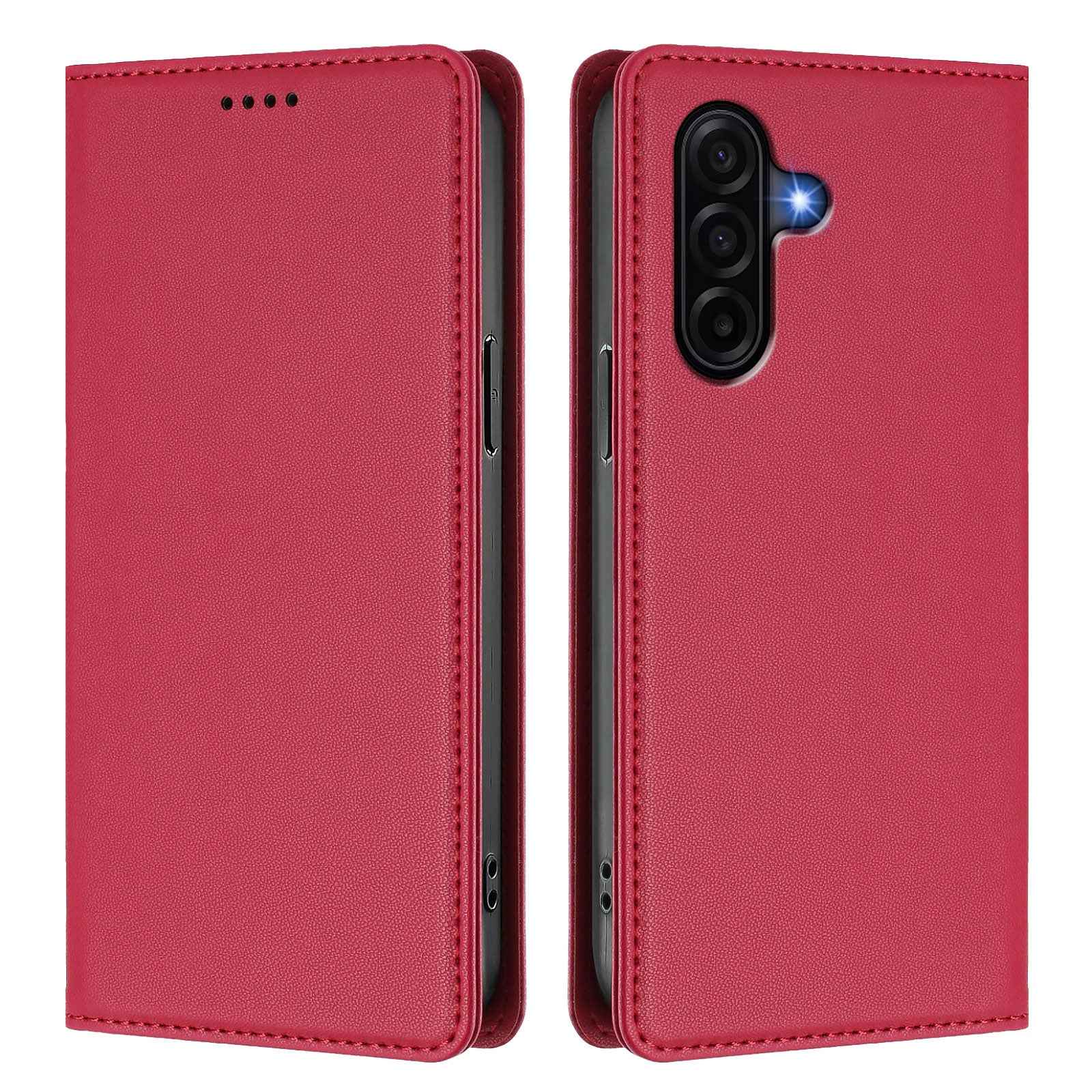 For Samsung Galaxy A57 5G Leather Wallet Case Magnetic Closure RFID Blocking Phone Cover - Red