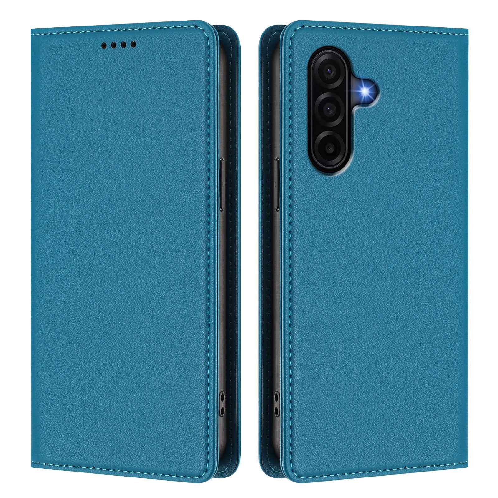 For Samsung Galaxy A57 5G Leather Wallet Case Magnetic Closure RFID Blocking Phone Cover - Lake Blue