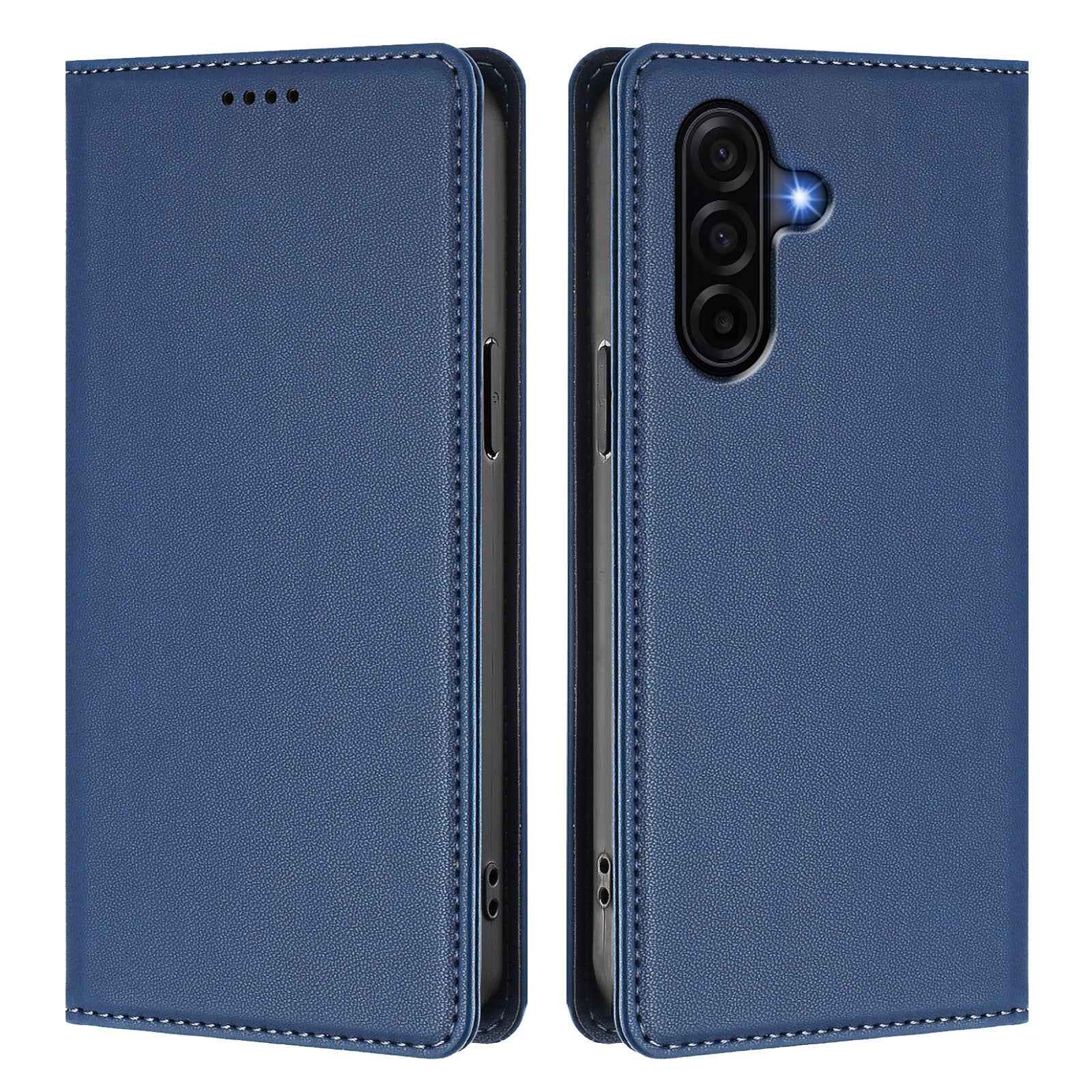 For Samsung Galaxy A57 5G Leather Wallet Case Magnetic Closure RFID Blocking Phone Cover - Dark Blue