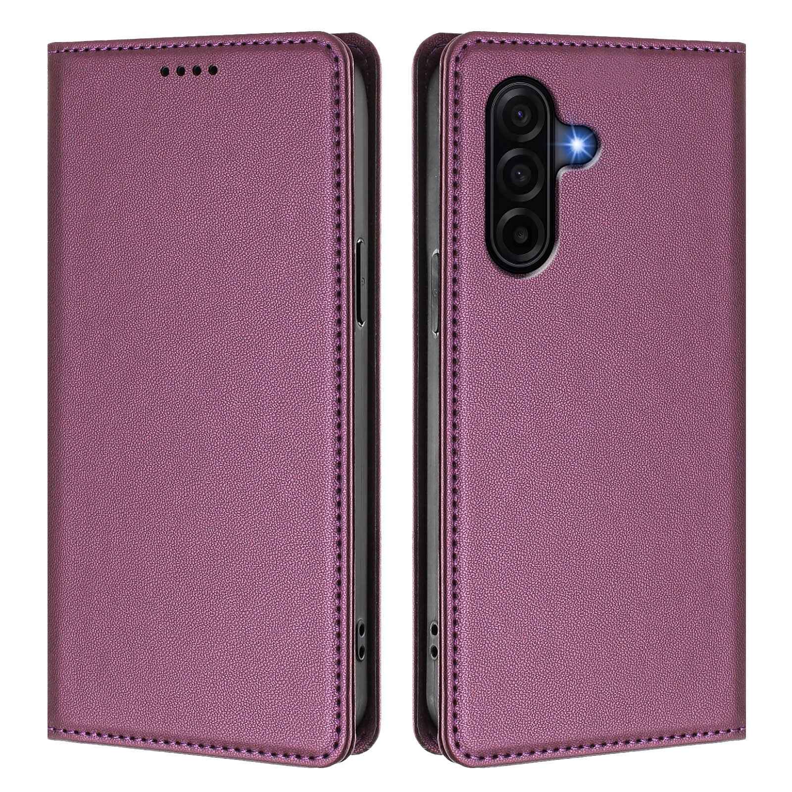 For Samsung Galaxy A57 5G Leather Wallet Case Magnetic Closure RFID Blocking Phone Cover - Purple