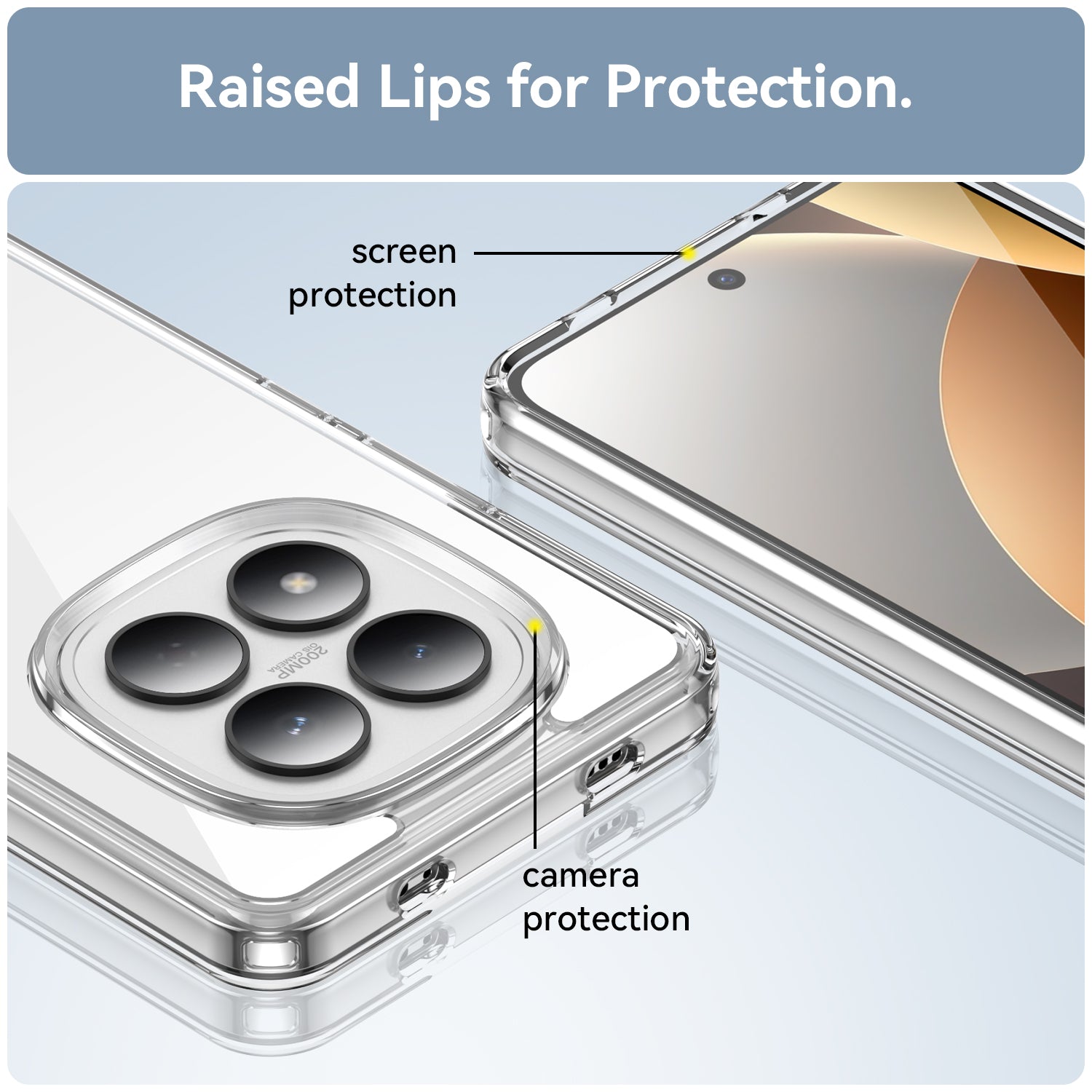 For Xiaomi Redmi Note 15 Pro 4G (Global) Case WANLONFENG MF Series TPU Acrylic Clear Phone Cover with Tempered Glass Film - Transparent