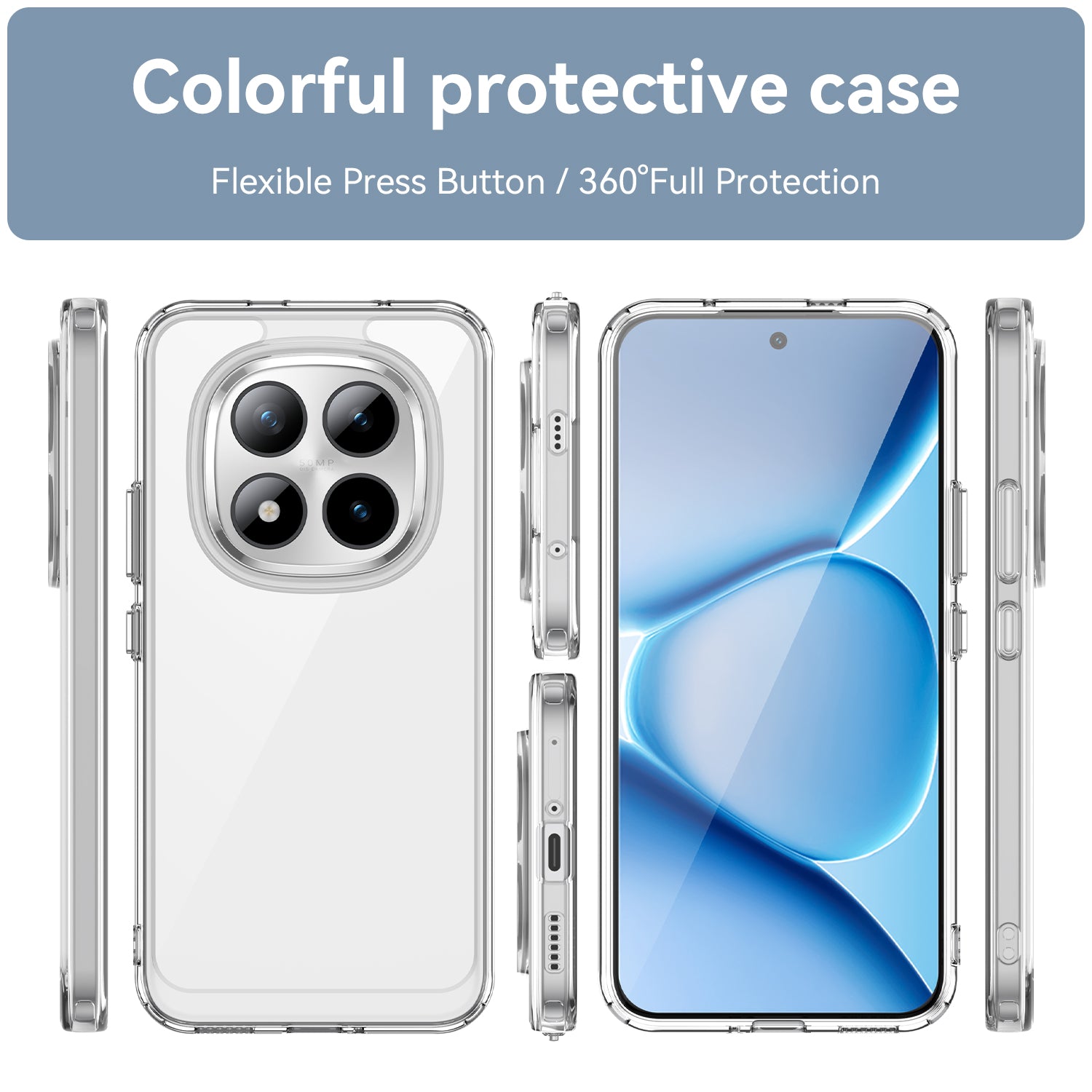 For Xiaomi Poco M8 Pro 5G / Xiaomi Redmi Note 15 Pro+ 5G (Global) Case WANLONFENG MF Series TPU Acrylic Clear Phone Cover with Tempered Glass Film - Transparent