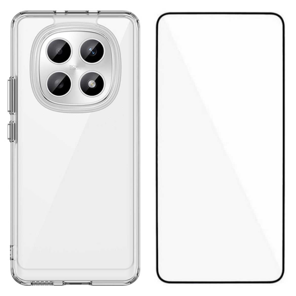 For Xiaomi Redmi Note 15 5G (Global) / Xiaomi Poco M8 5G Case WANLONFENG MF Series TPU Acrylic Clear Phone Cover with Tempered Glass Film - Transparent