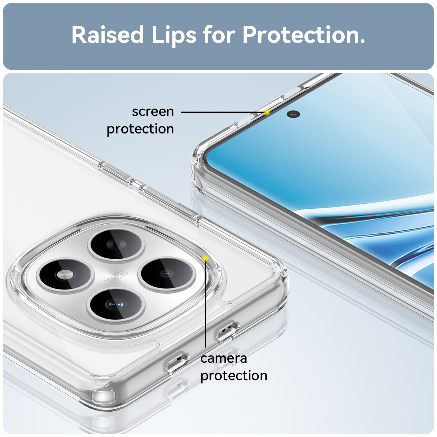 For Xiaomi Redmi Note 15 5G (Global) / Xiaomi Poco M8 5G Case WANLONFENG MF Series TPU Acrylic Clear Phone Cover with Tempered Glass Film - Transparent