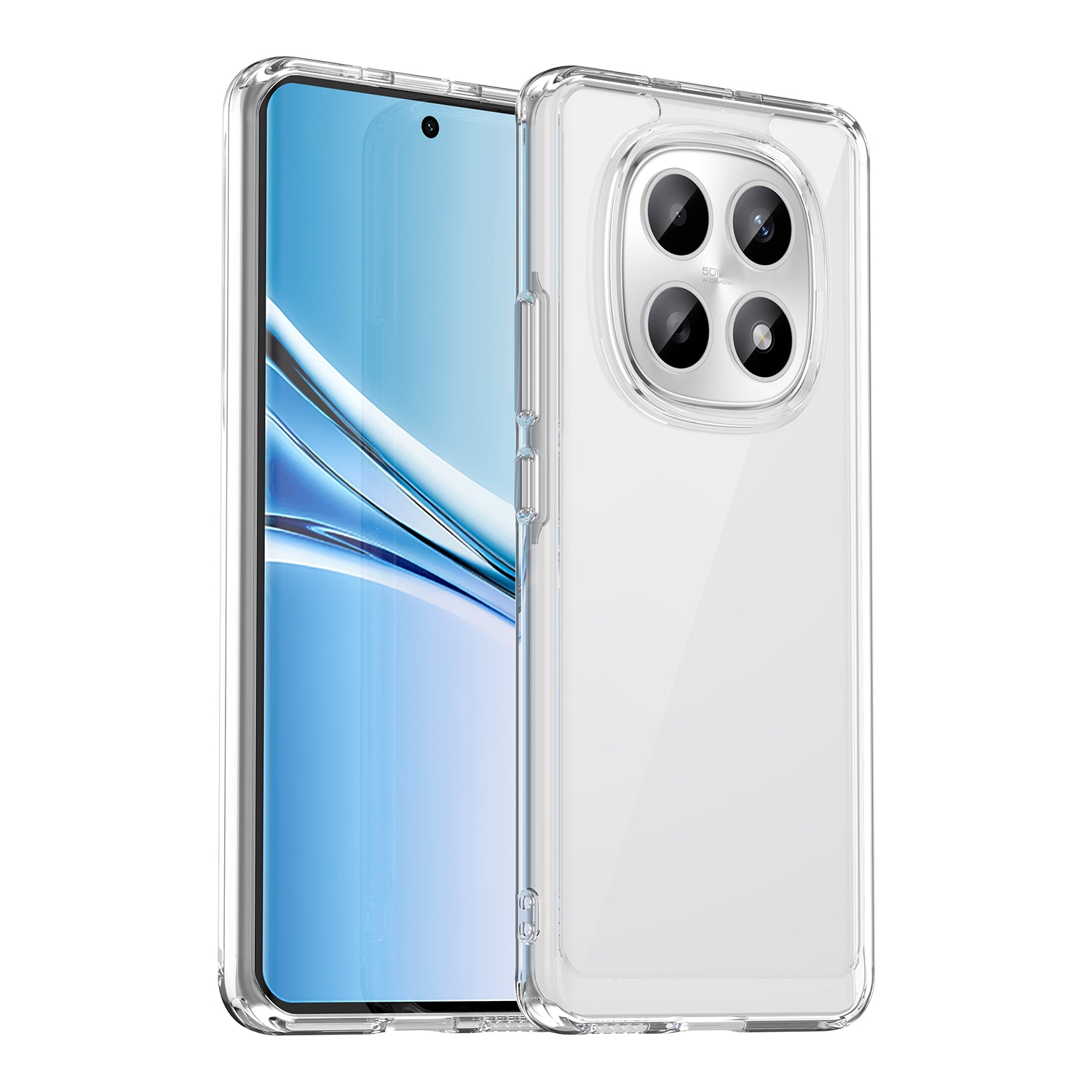 For Xiaomi Redmi Note 15 4G (Global) Case WANLONFENG MF Series TPU Acrylic Clear Phone Cover with Tempered Glass Film - Transparent