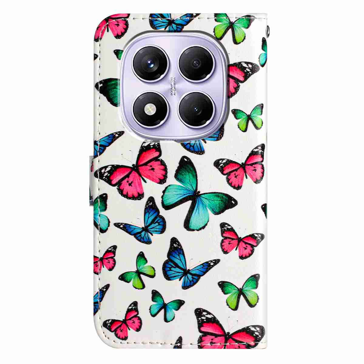 For Xiaomi Redmi Note 15 Pro 5G (Global) Wallet Case  Printed Pattern PU Leather Stand Phone Cover with Strap - Butterflies